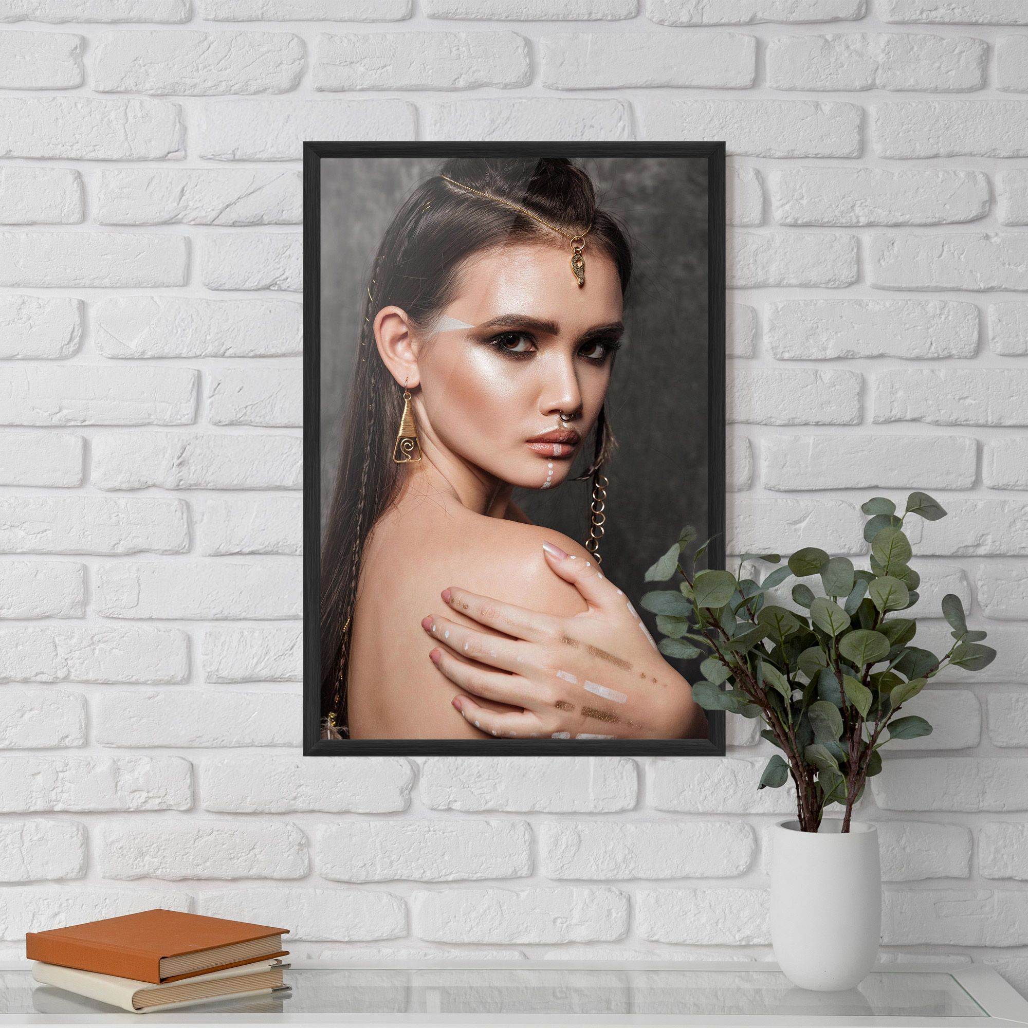 Gold Triangle Earring mockup 5