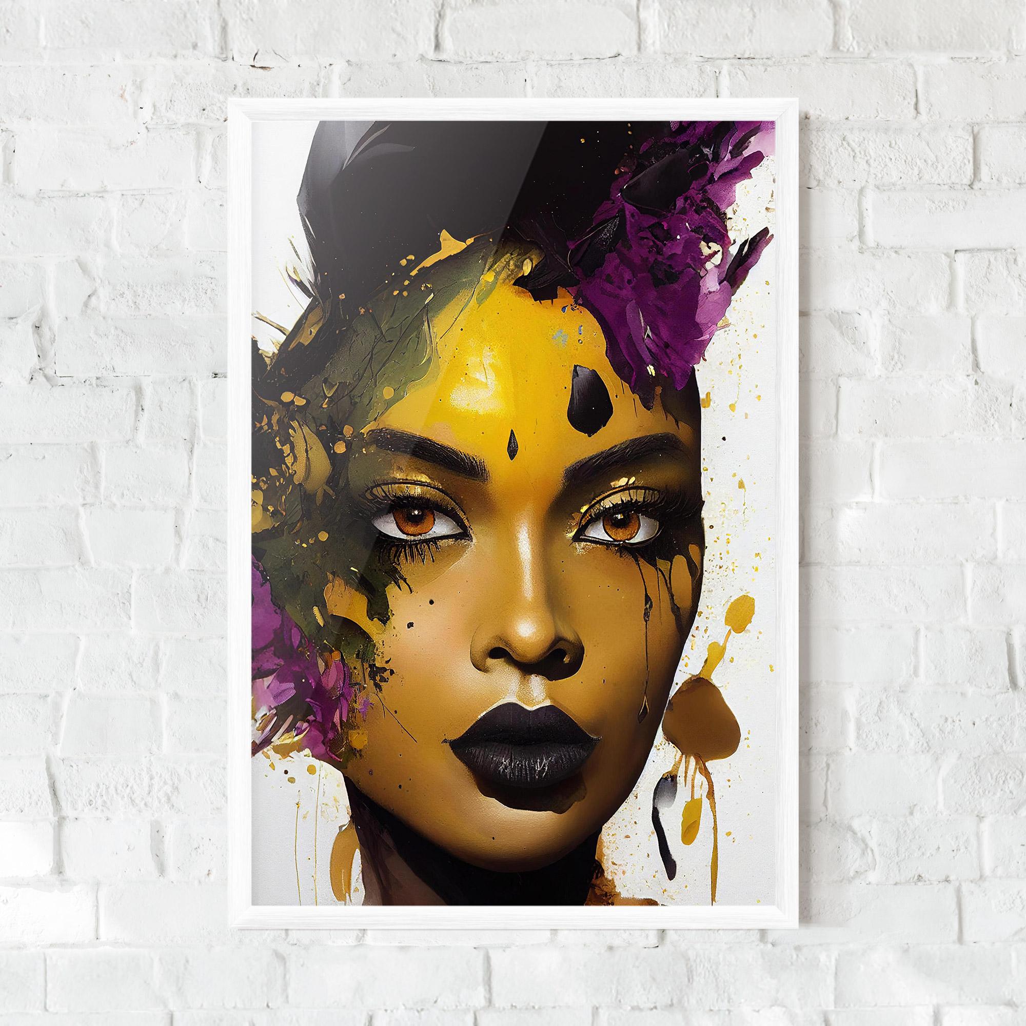 Poster Înrămat Yellow Black Lips Makeup mockup 0