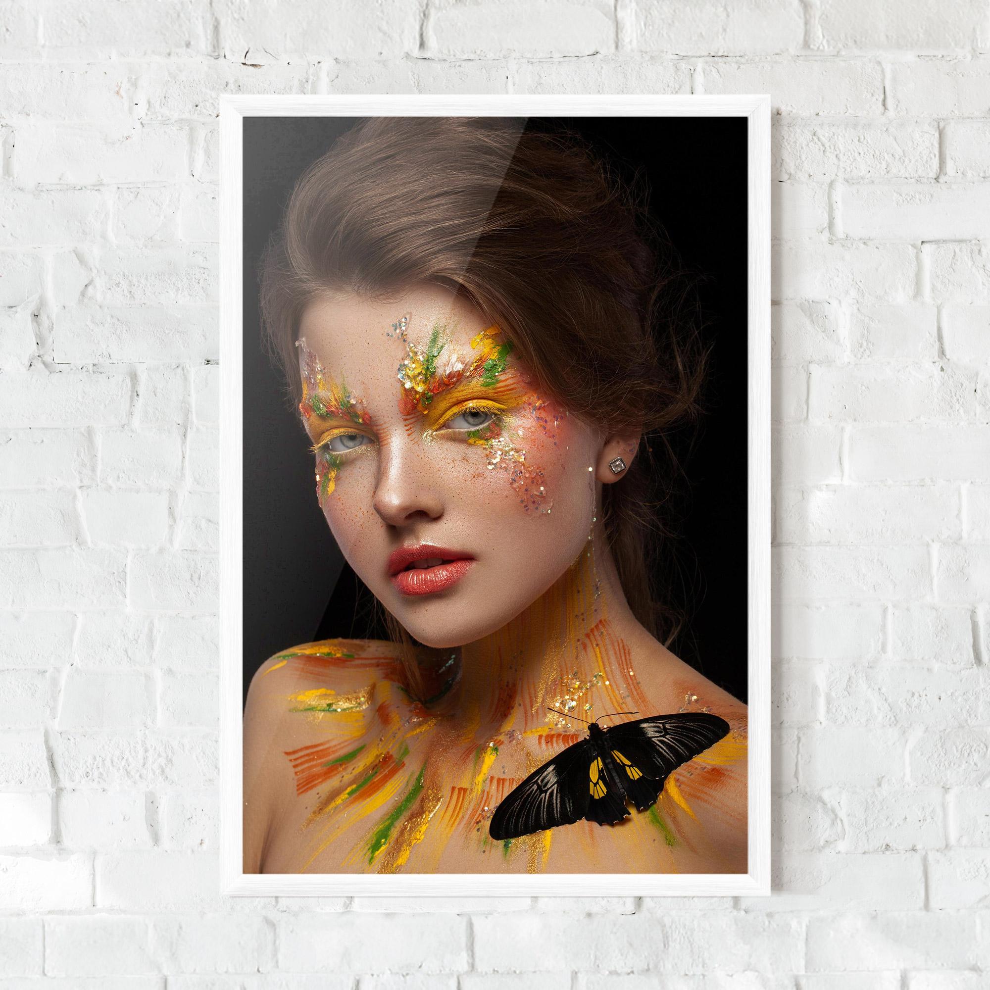 Poster Înrămat Yellow Butterfly Makeup mockup 0