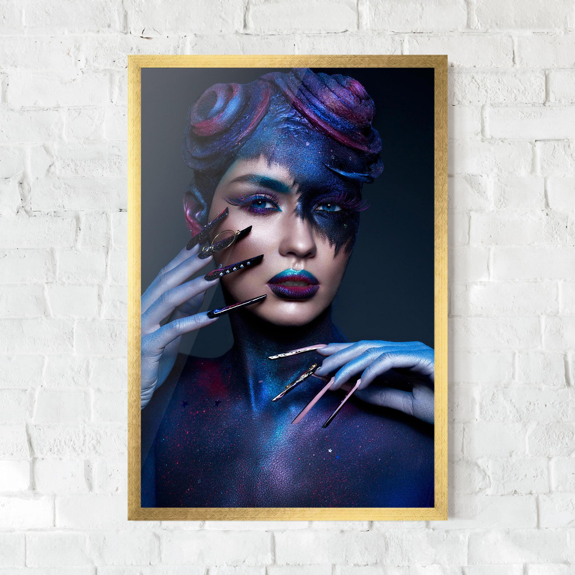 Poster Înrămat Galaxy Hair Girl mockup 0