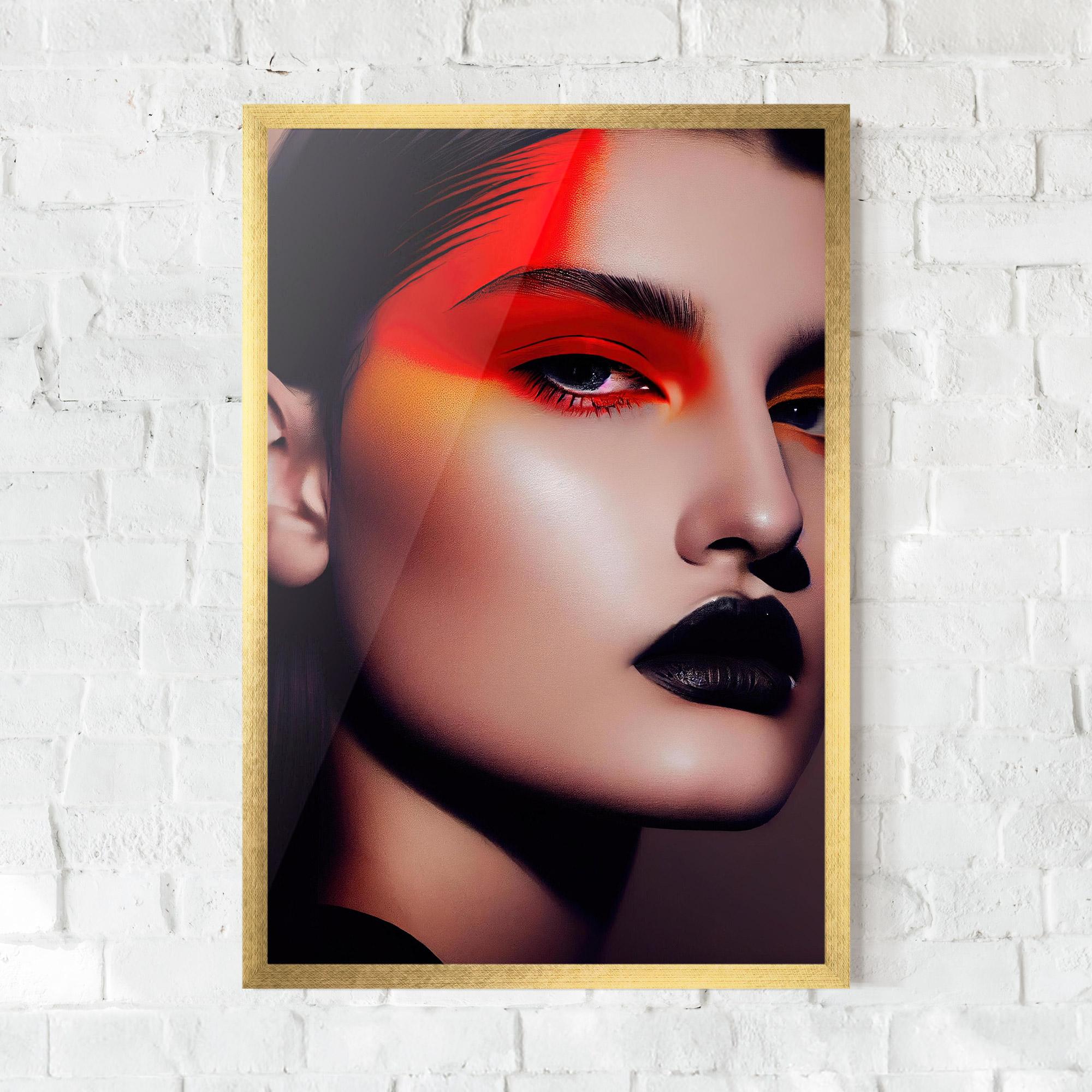 Poster Înrămat Strong Red Makeup mockup 0