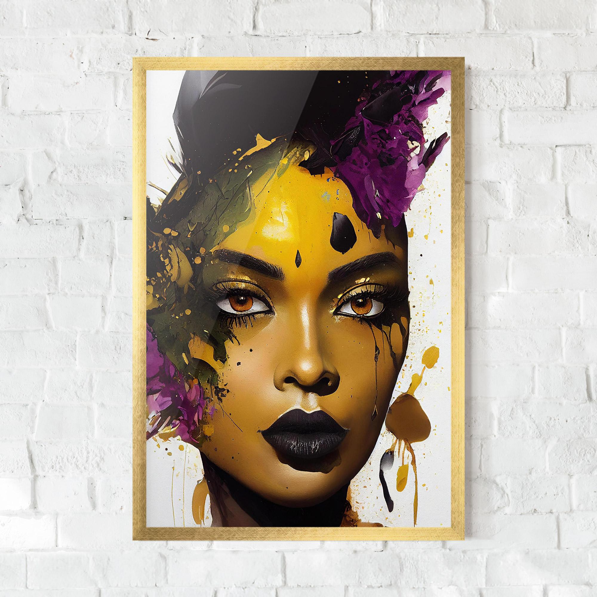 Poster Înrămat Yellow Black Lips Makeup mockup 0