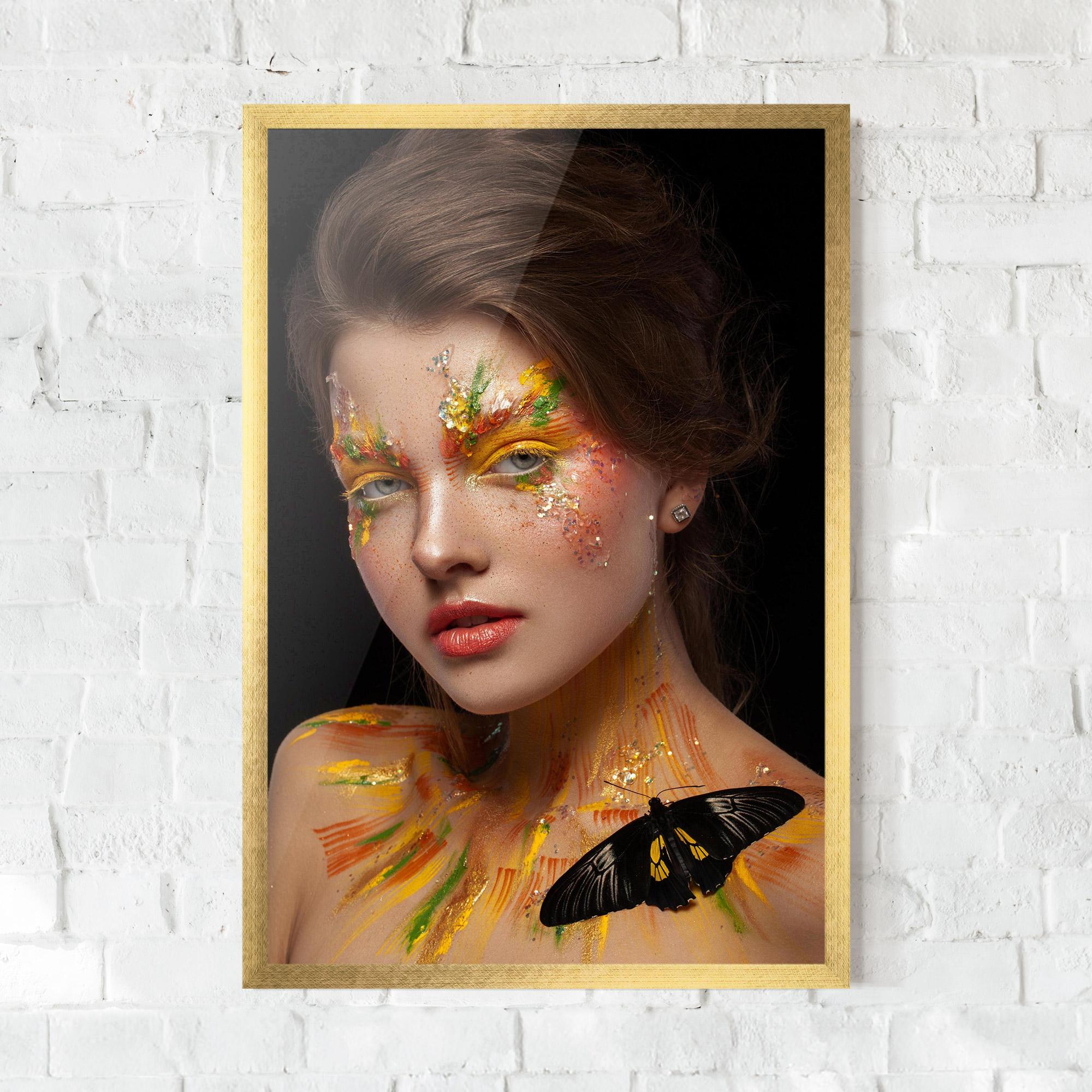 Poster Înrămat Yellow Butterfly Makeup mockup 0