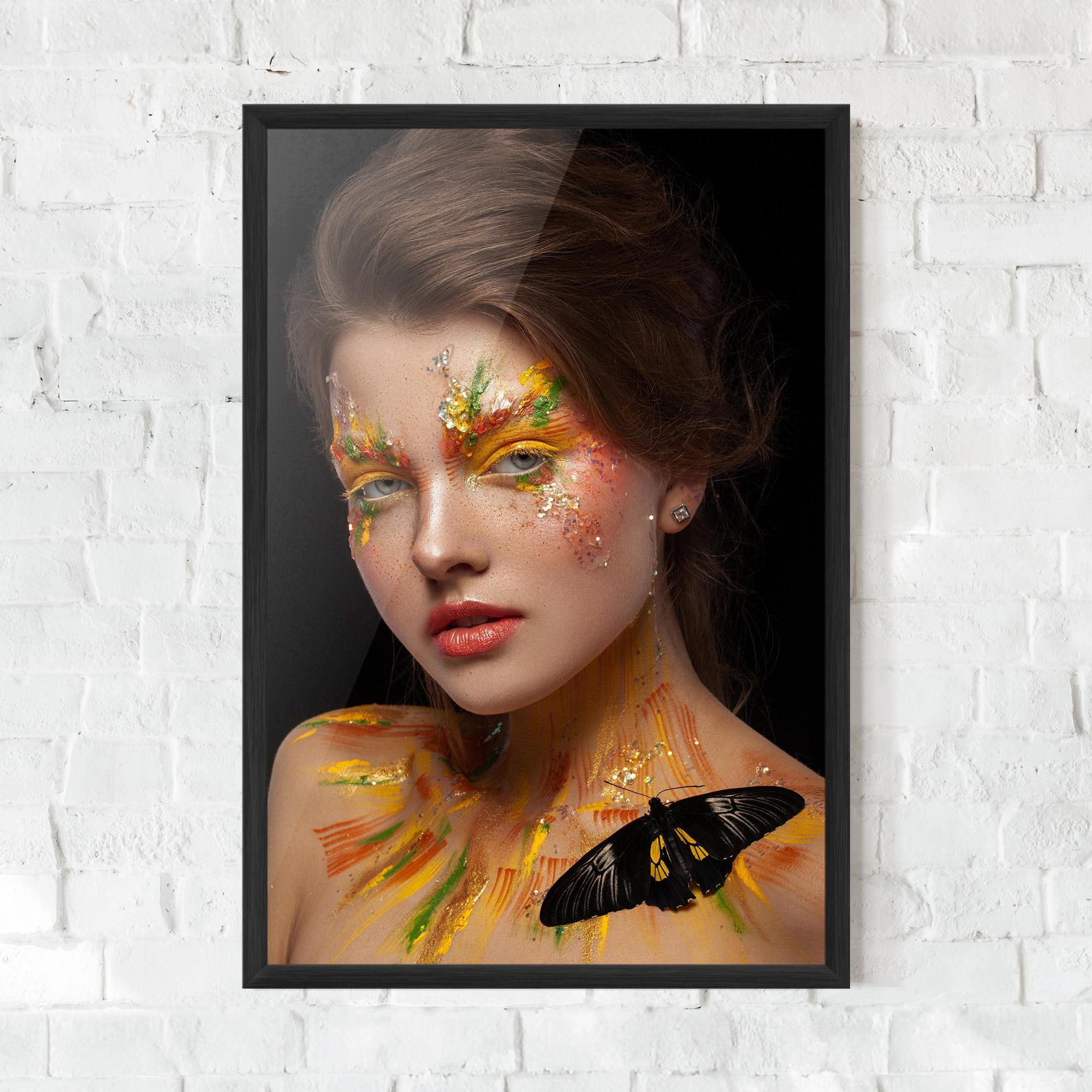Poster Înrămat Yellow Butterfly Makeup mockup 0
