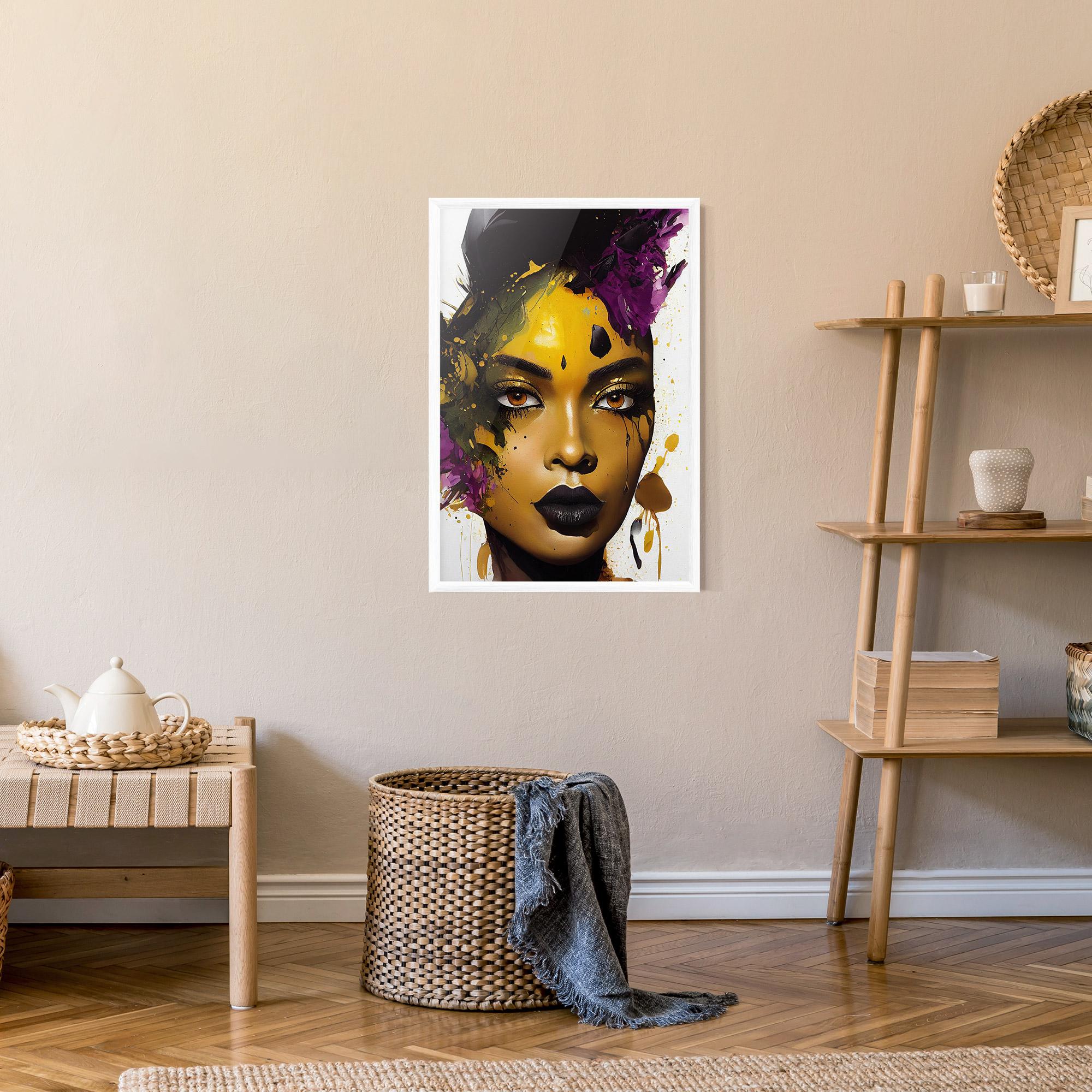 Poster Înrămat Yellow Black Lips Makeup mockup 9