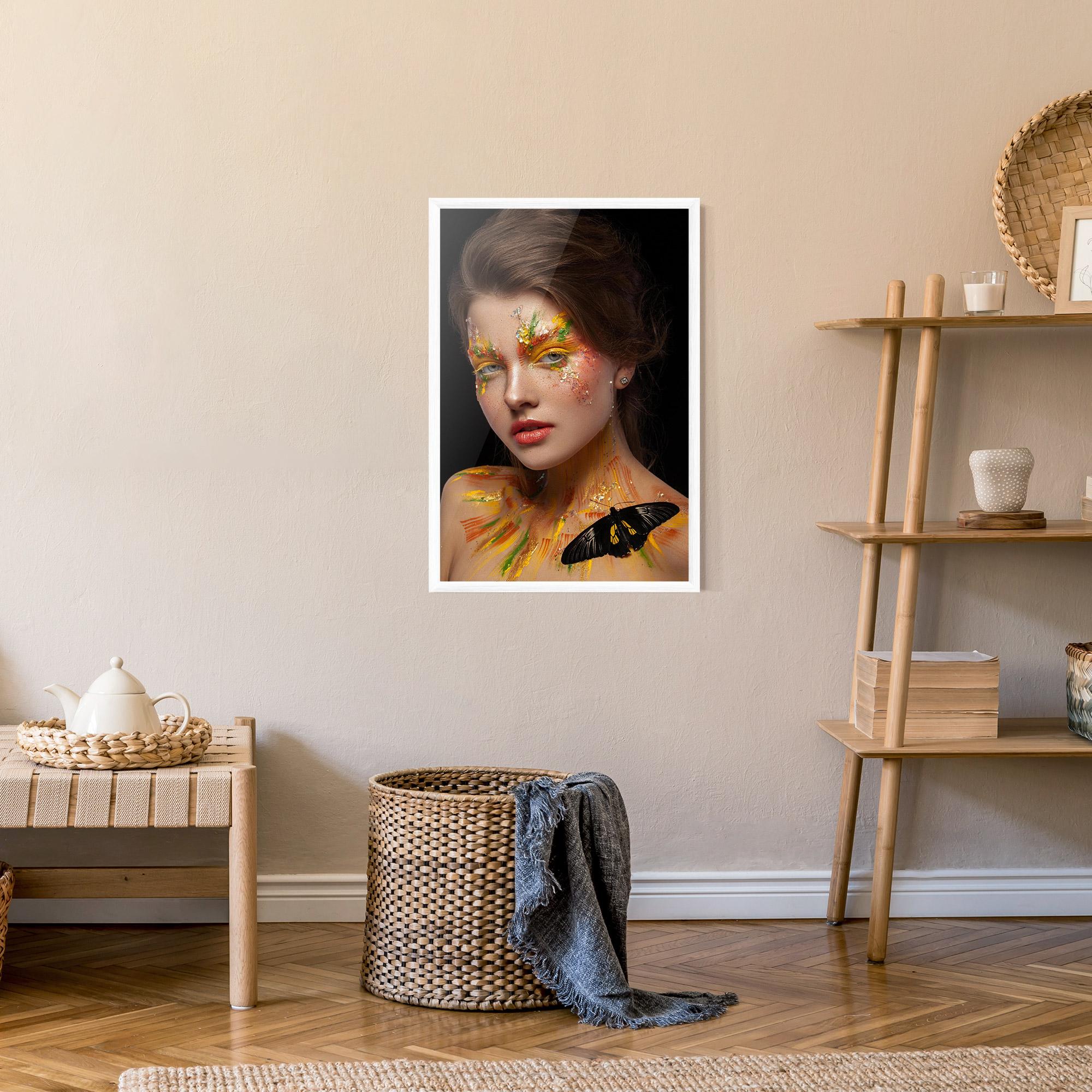 Poster Înrămat Yellow Butterfly Makeup mockup 9