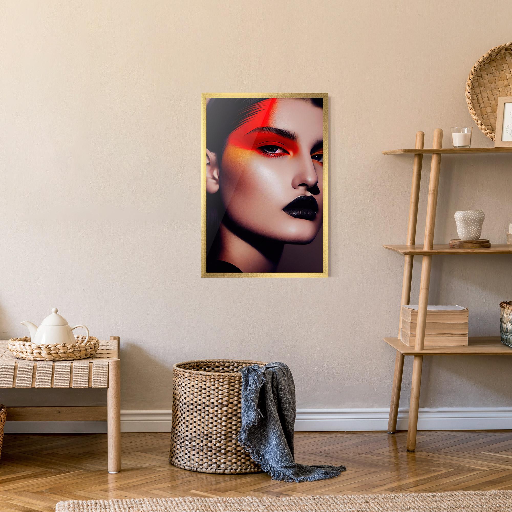 Poster Înrămat Strong Red Makeup mockup 9