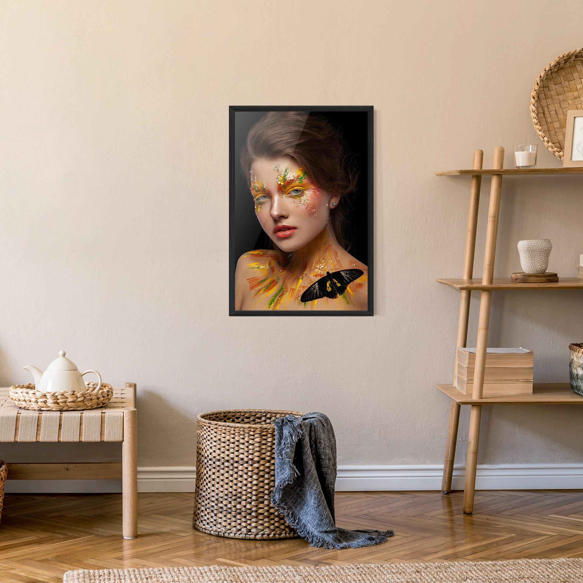 Poster Înrămat Yellow Butterfly Makeup mockup 9