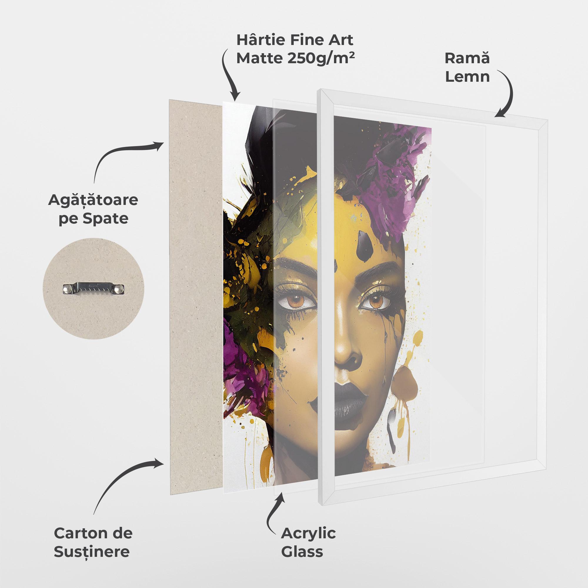 Poster Înrămat Yellow Black Lips Makeup mockup 1