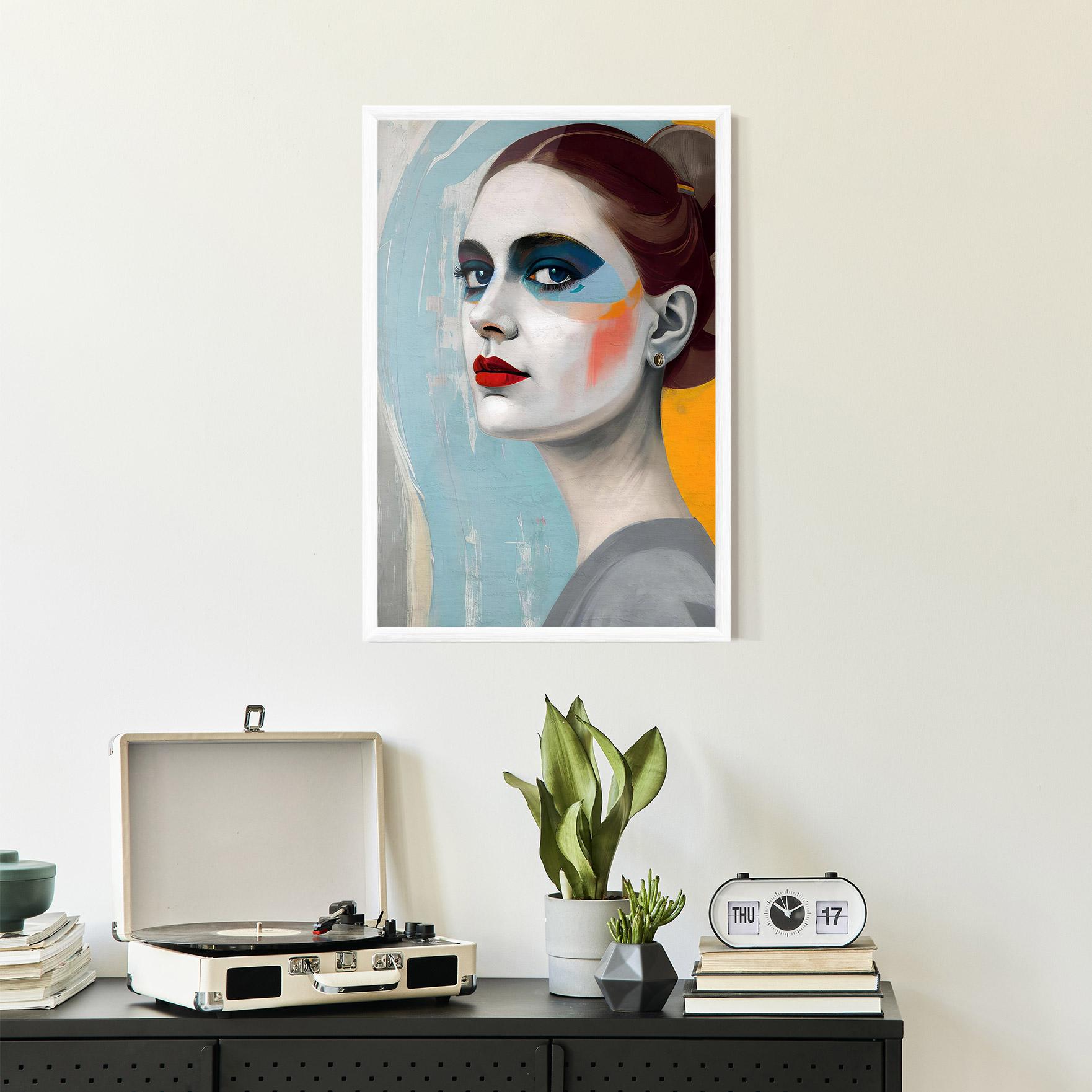 Poster Înrămat White Blue Makeup mockup 2