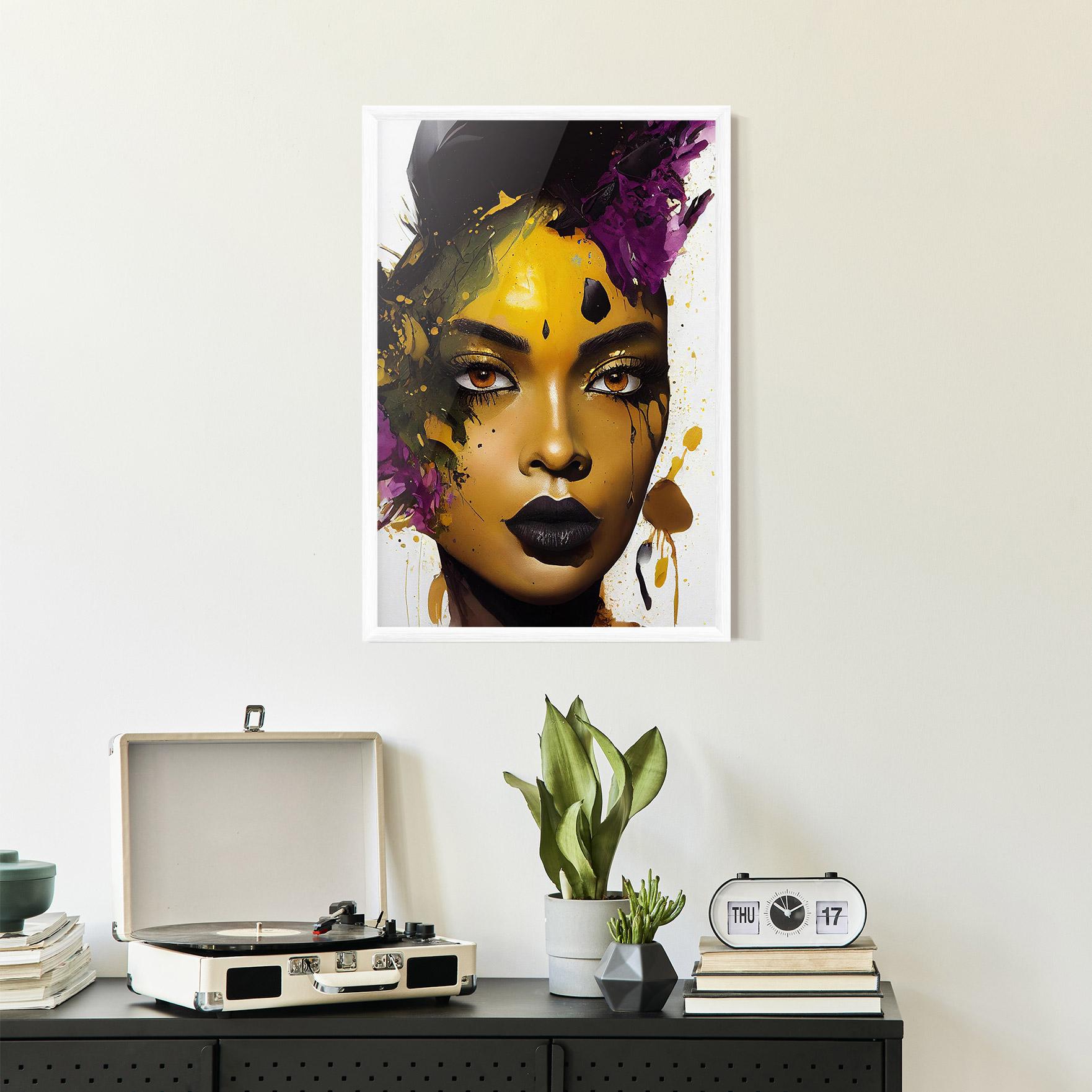 Poster Înrămat Yellow Black Lips Makeup mockup 2