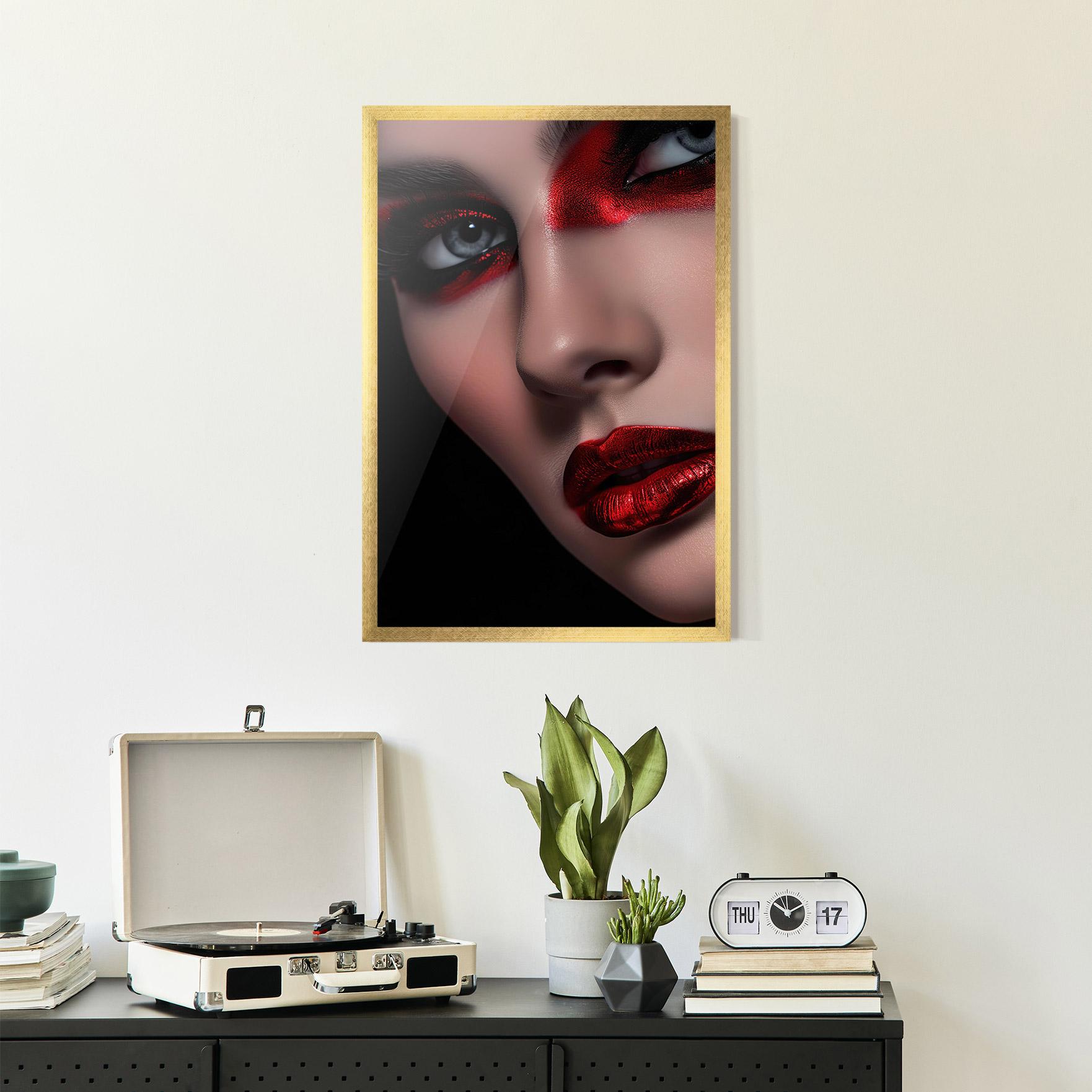 Poster Înrămat Close Up Red Makeup mockup 2