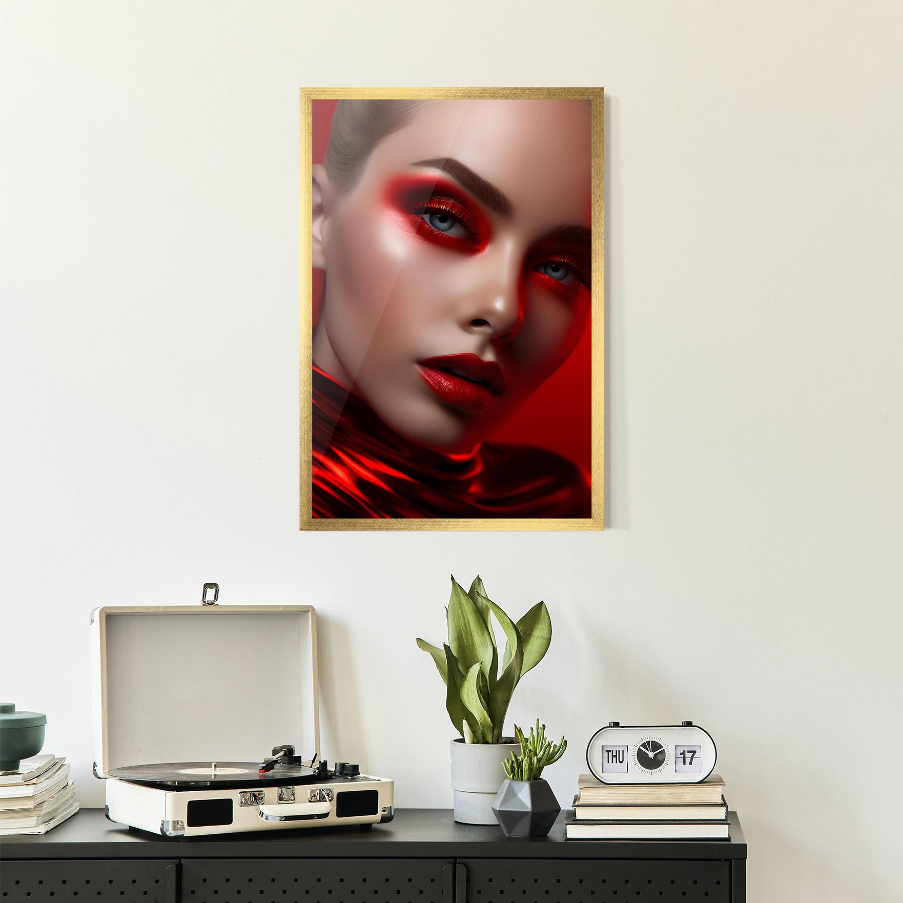 Poster Înrămat Red Makeup Art mockup 2