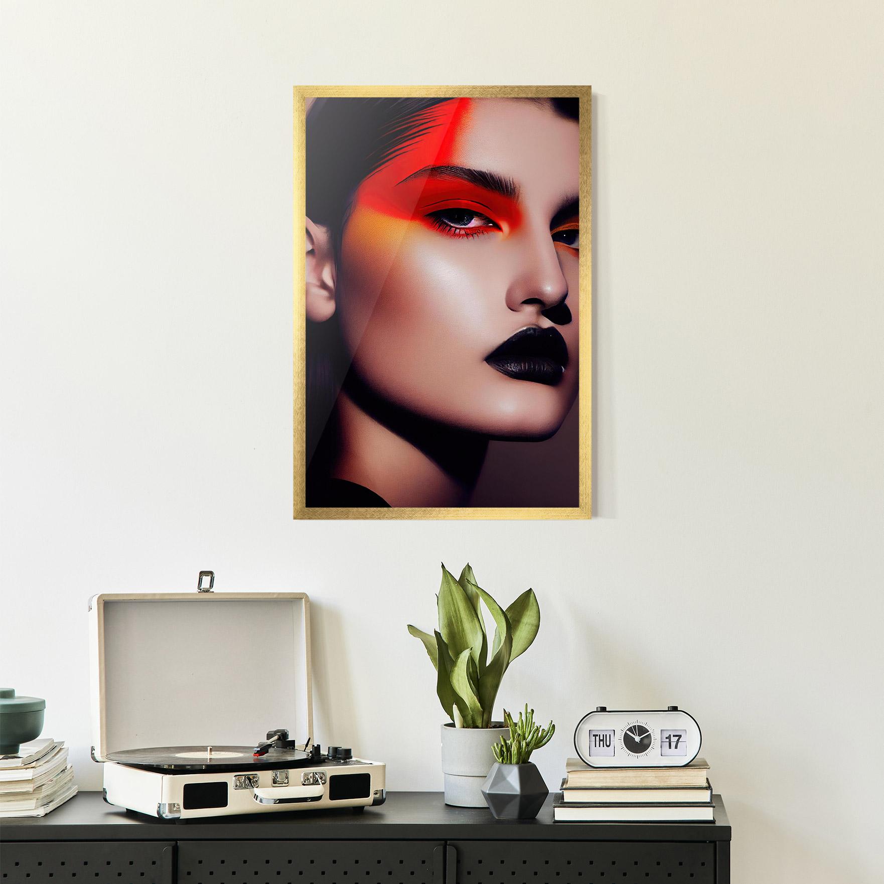 Poster Înrămat Strong Red Makeup mockup 2