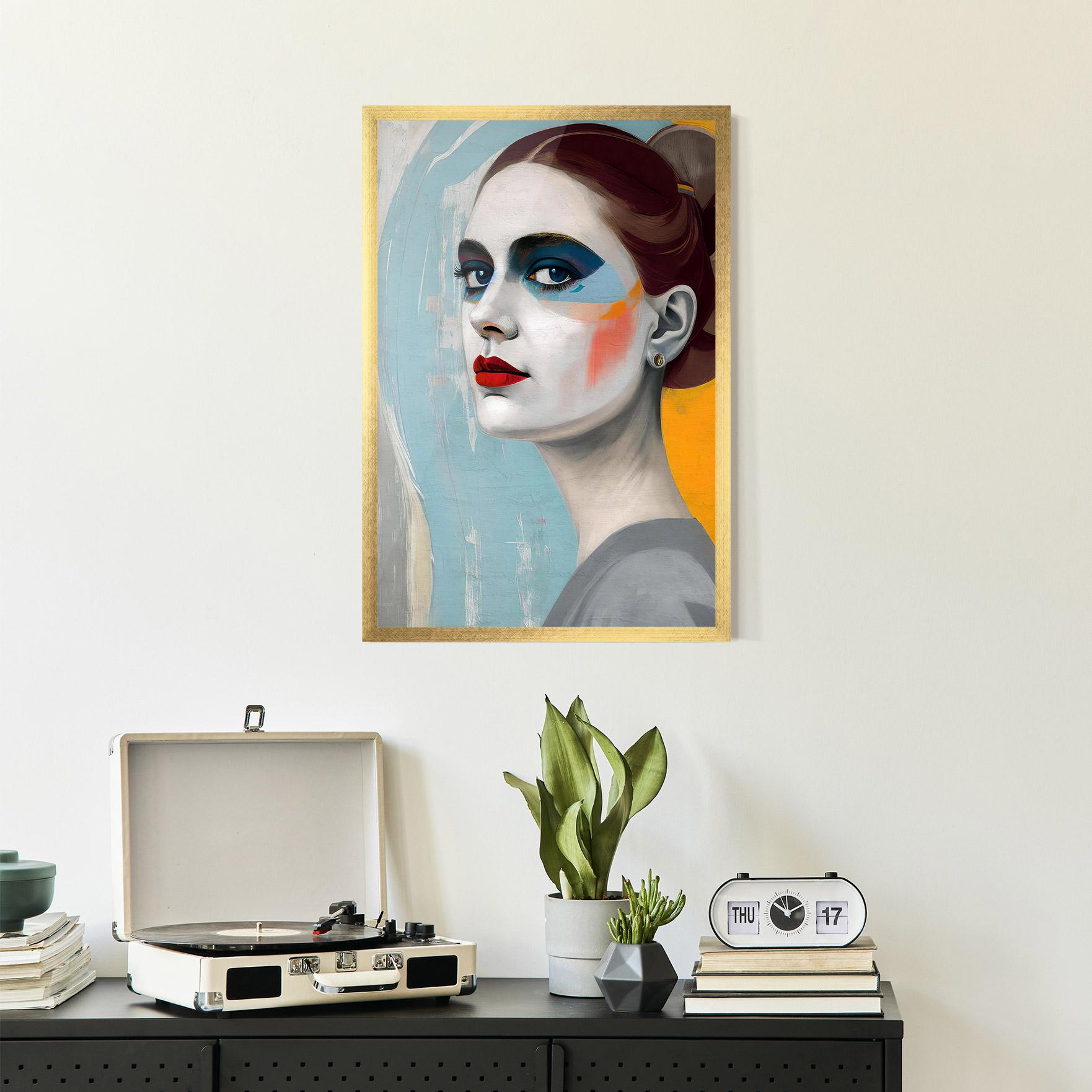 Poster Înrămat White Blue Makeup mockup 2