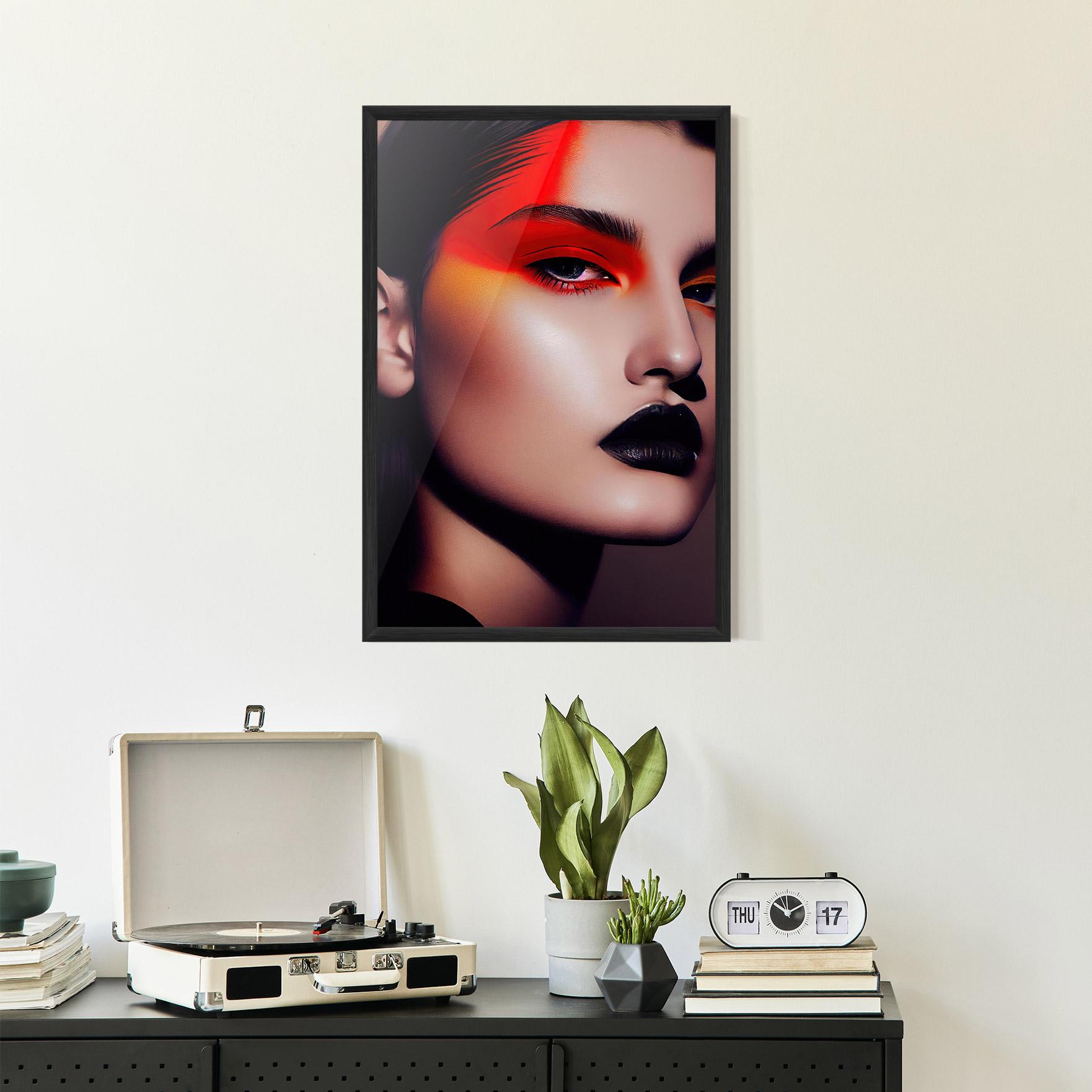 Poster Înrămat Strong Red Makeup mockup 2