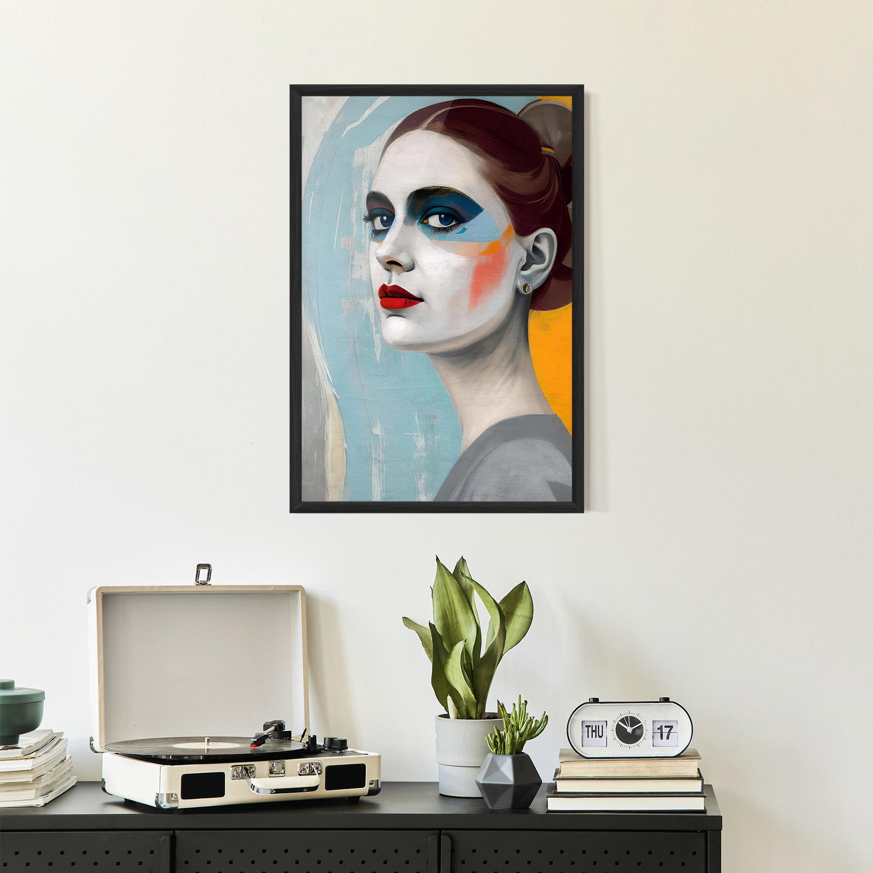 Poster Înrămat White Blue Makeup mockup 2