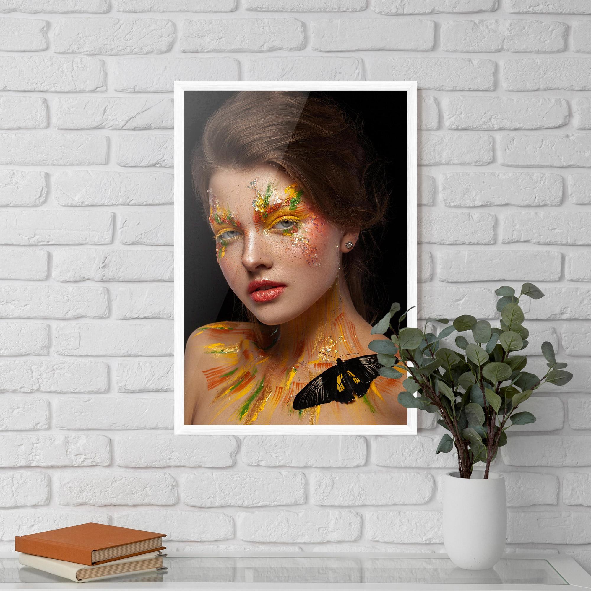 Poster Înrămat Yellow Butterfly Makeup mockup 5