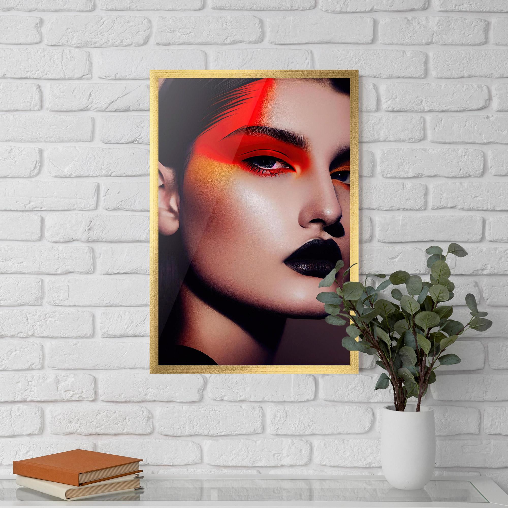 Poster Înrămat Strong Red Makeup mockup 5