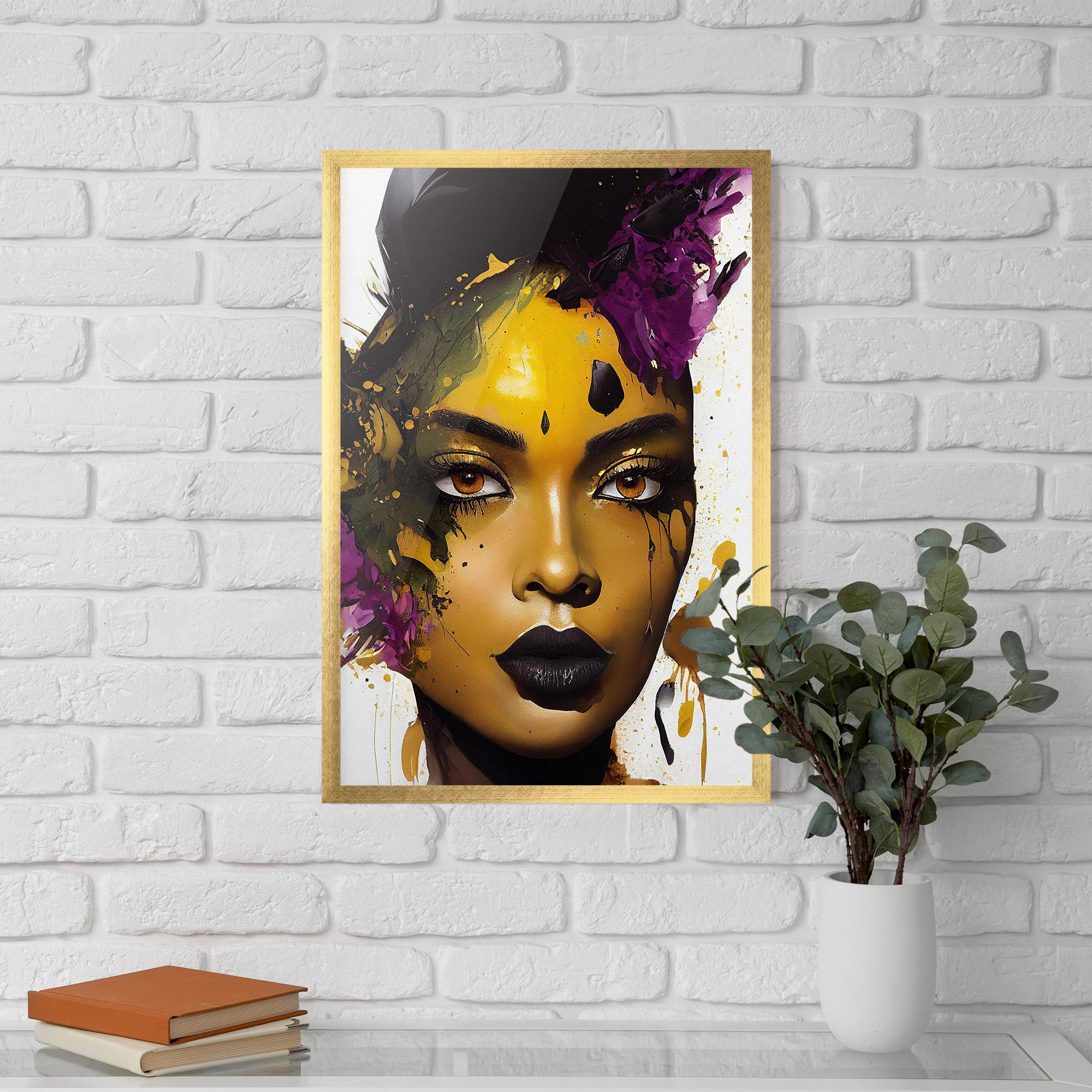 Poster Înrămat Yellow Black Lips Makeup mockup 5