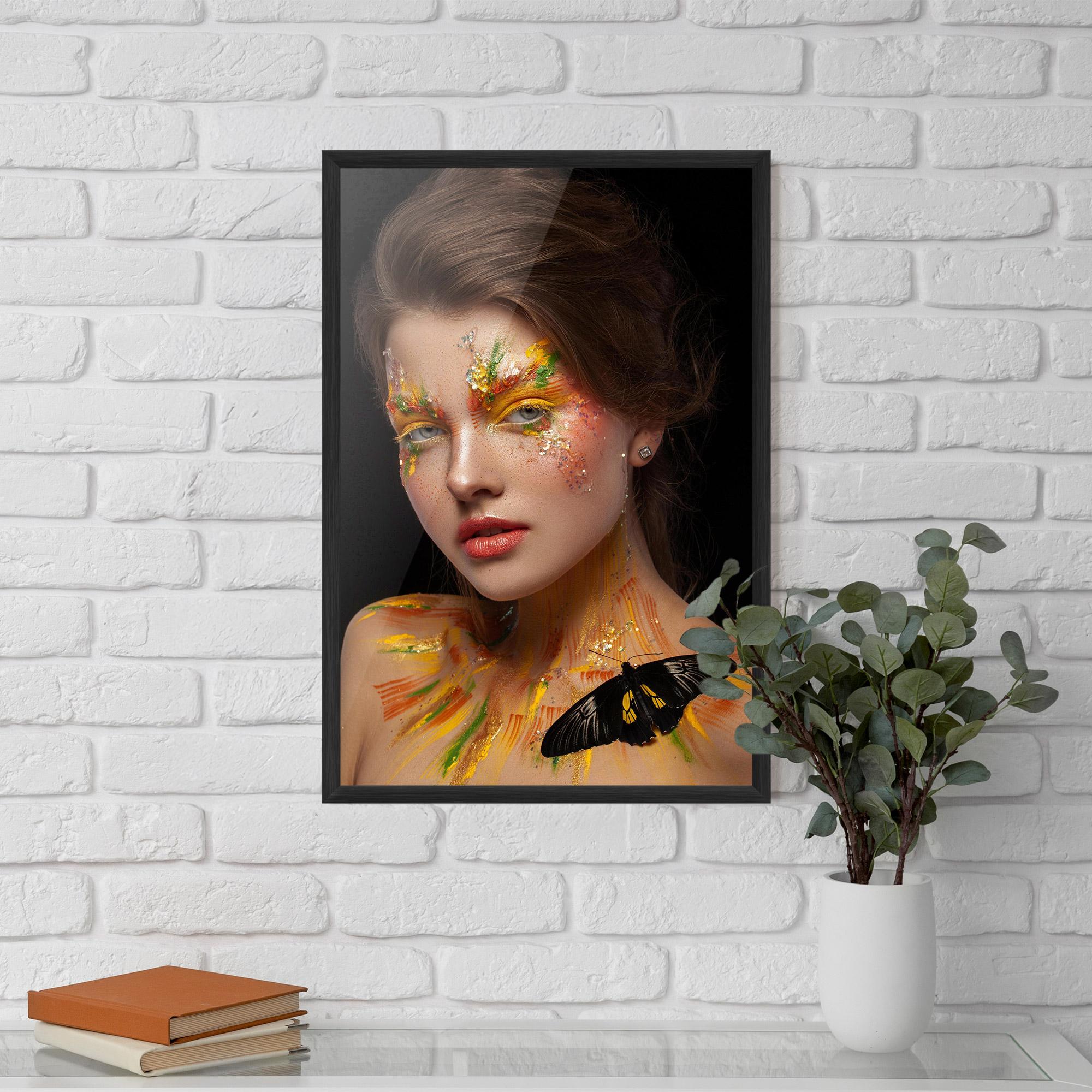 Poster Înrămat Yellow Butterfly Makeup mockup 5