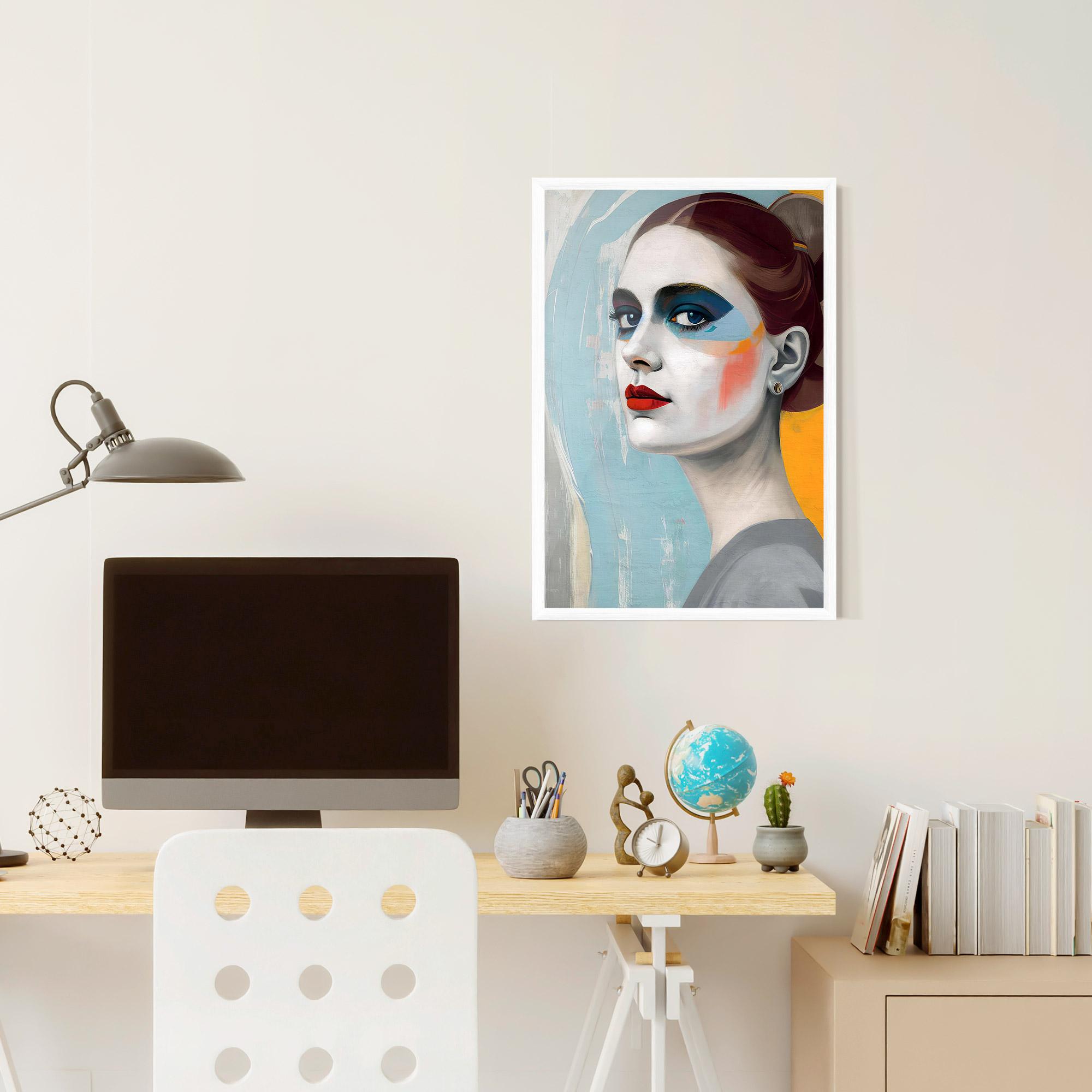 Poster Înrămat White Blue Makeup mockup 6