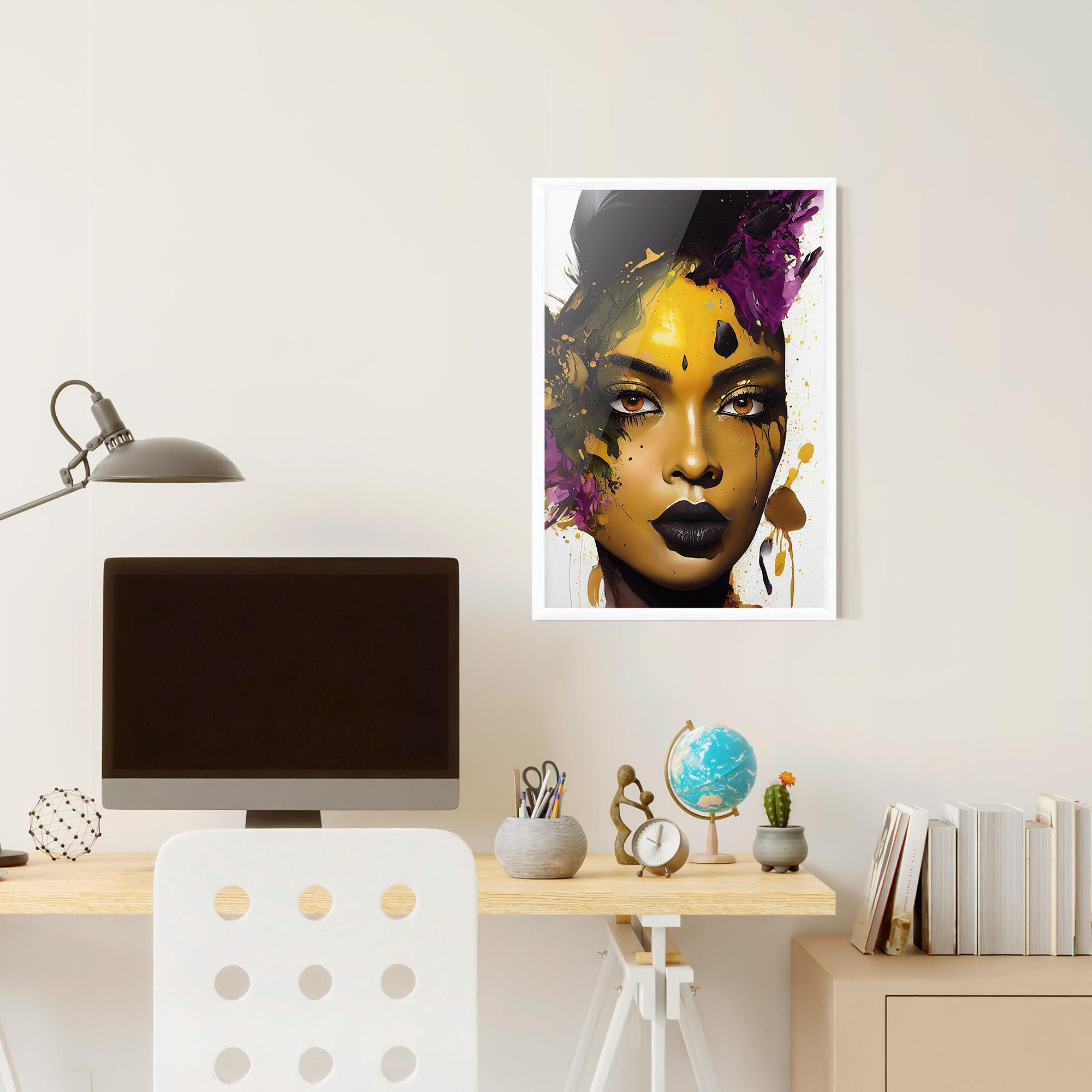 Poster Înrămat Yellow Black Lips Makeup mockup 6