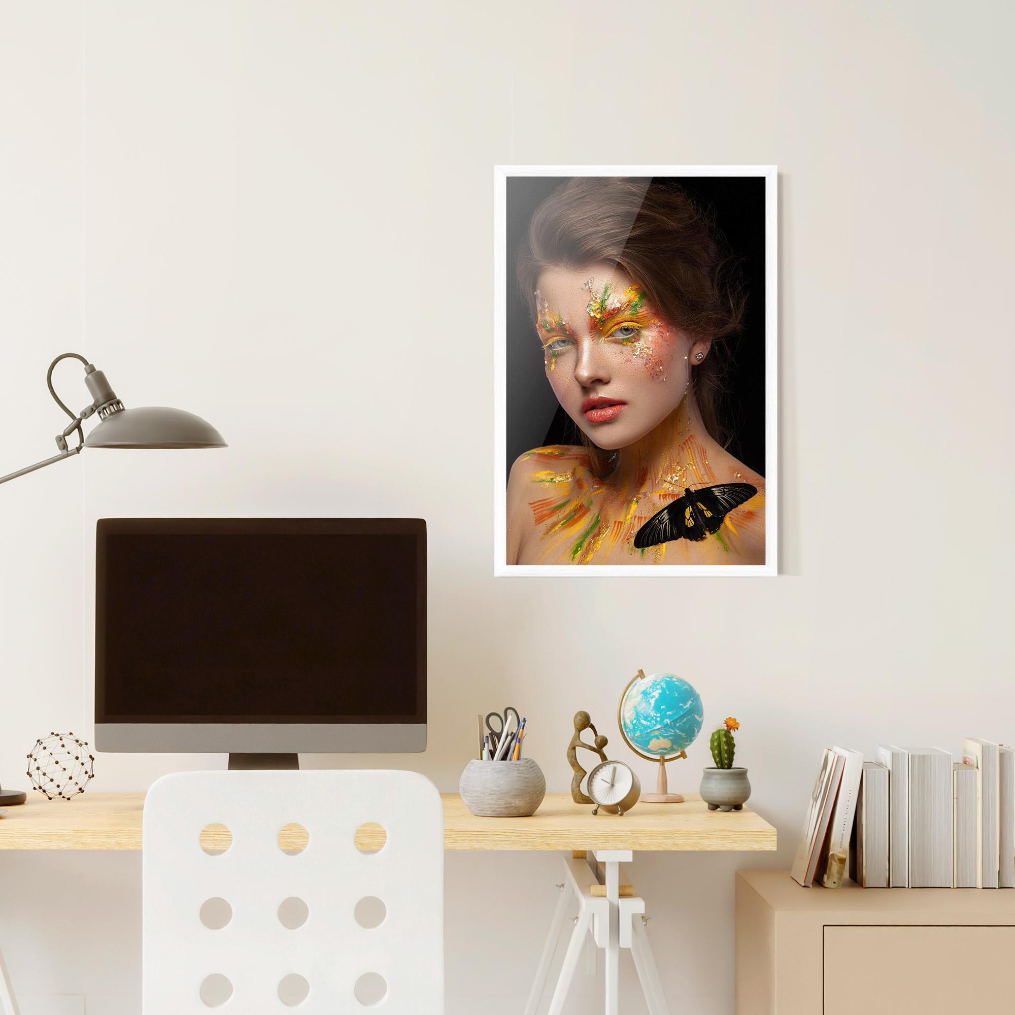 Poster Înrămat Yellow Butterfly Makeup mockup 6