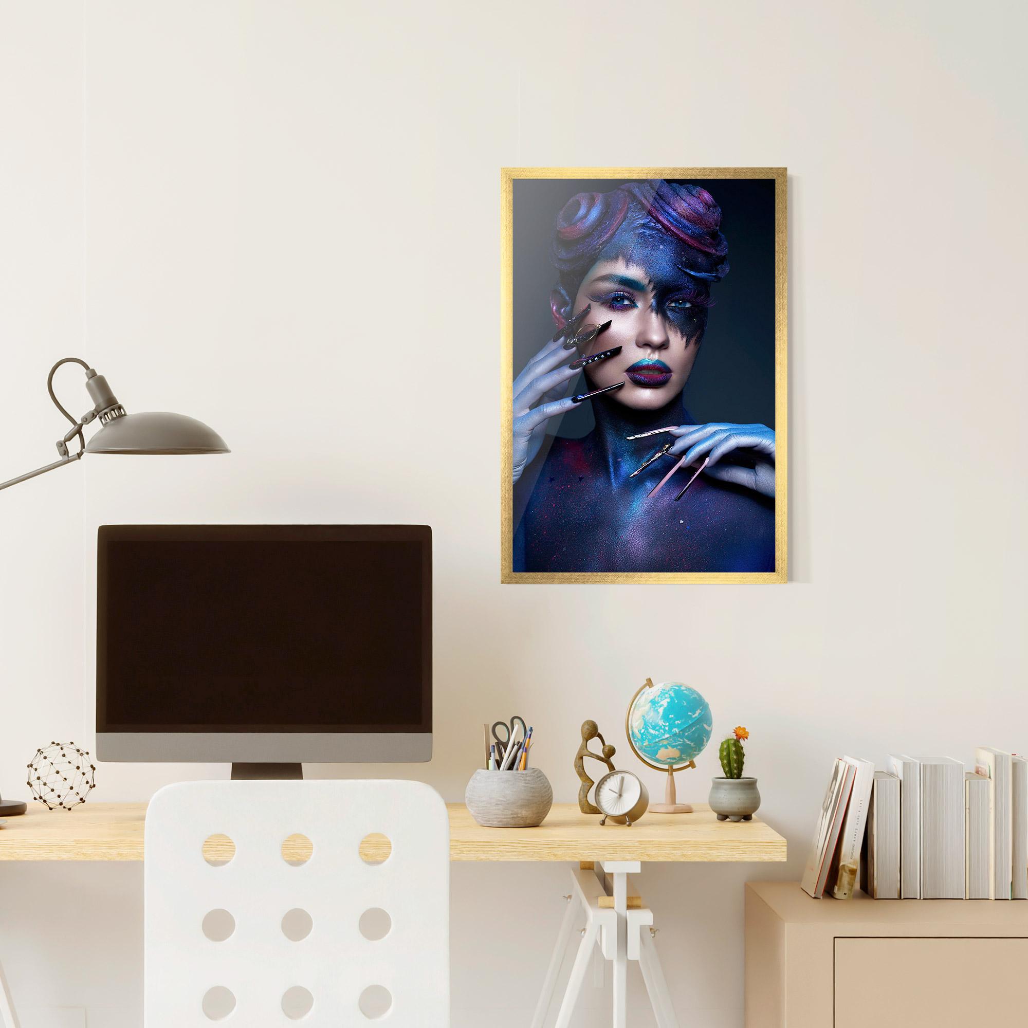 Poster Înrămat Galaxy Hair Girl mockup 6