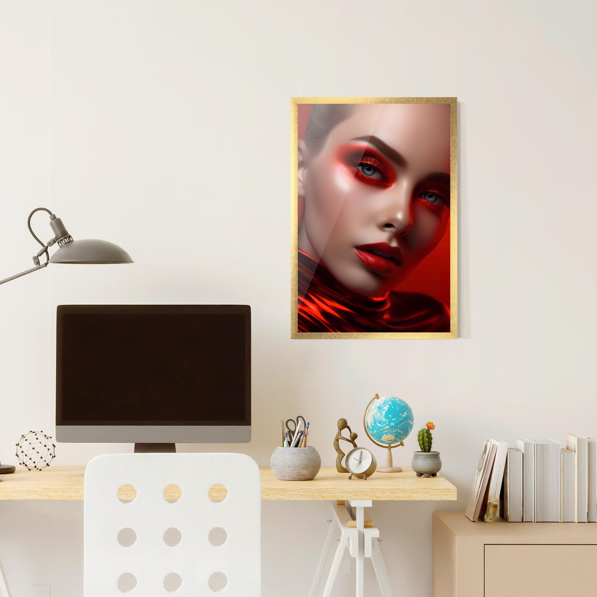 Poster Înrămat Red Makeup Art mockup 6