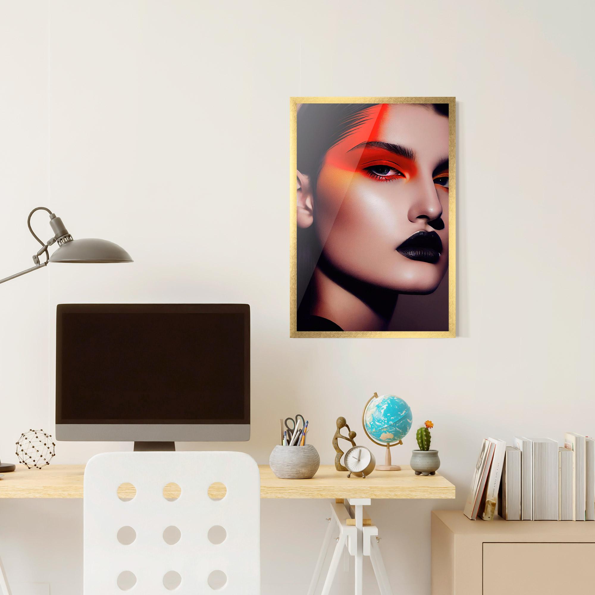Poster Înrămat Strong Red Makeup mockup 6