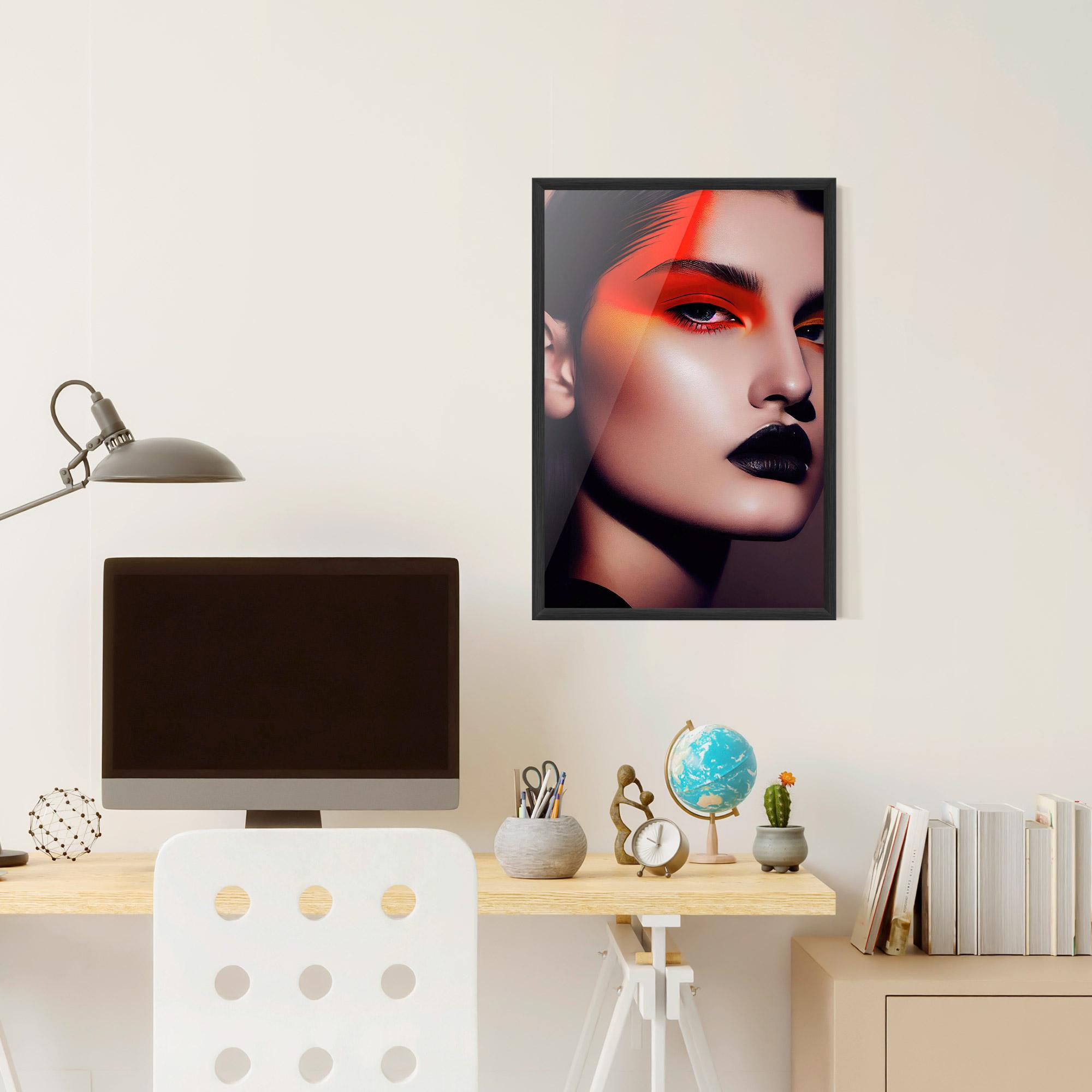 Poster Înrămat Strong Red Makeup mockup 6
