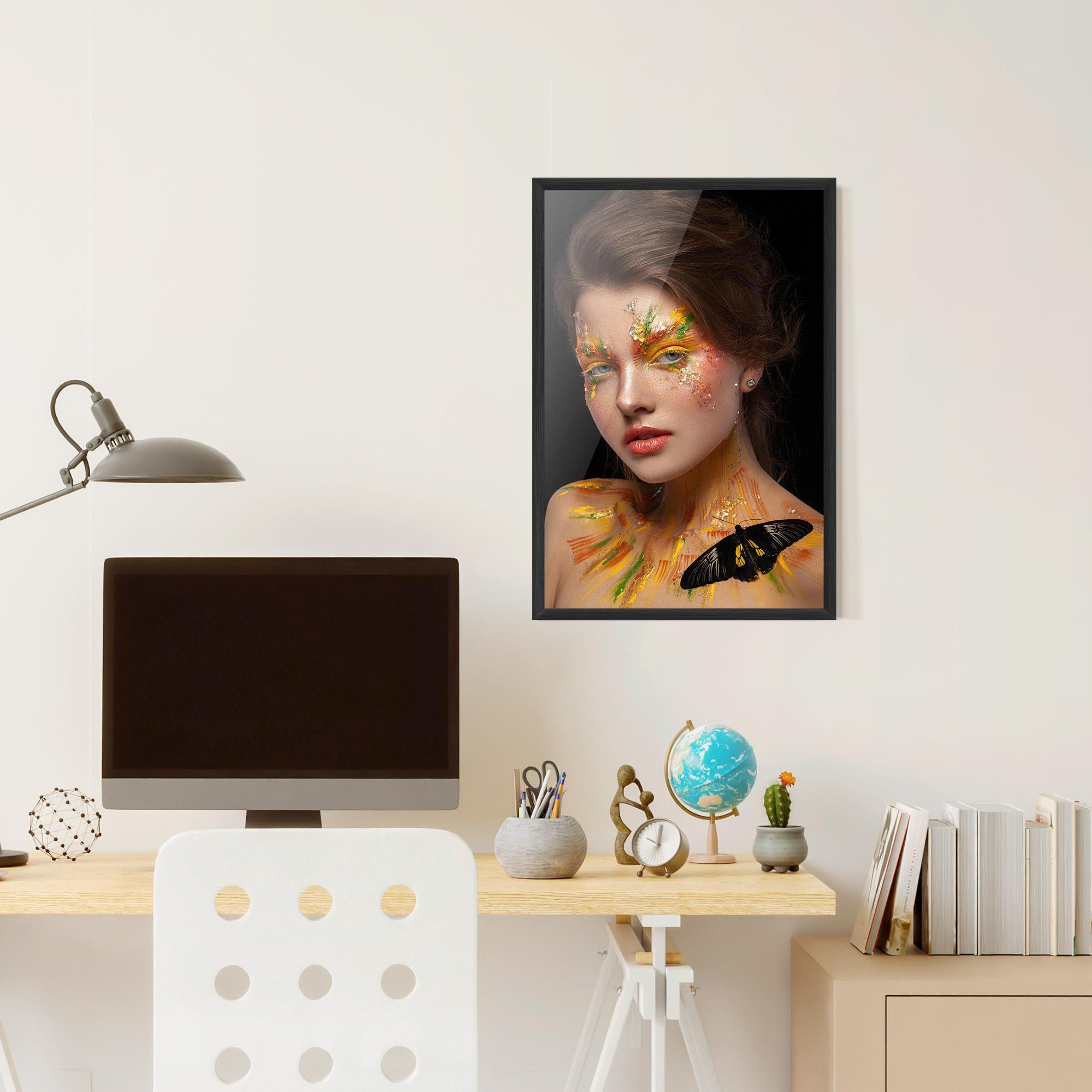 Poster Înrămat Yellow Butterfly Makeup mockup 6