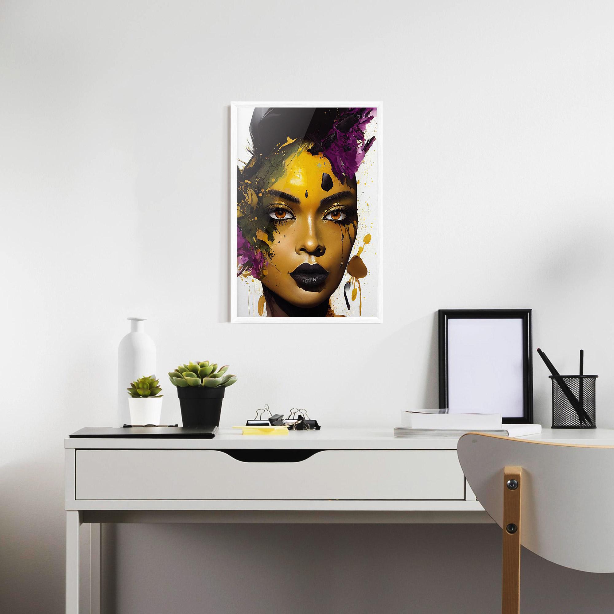 Poster Înrămat Yellow Black Lips Makeup mockup 7