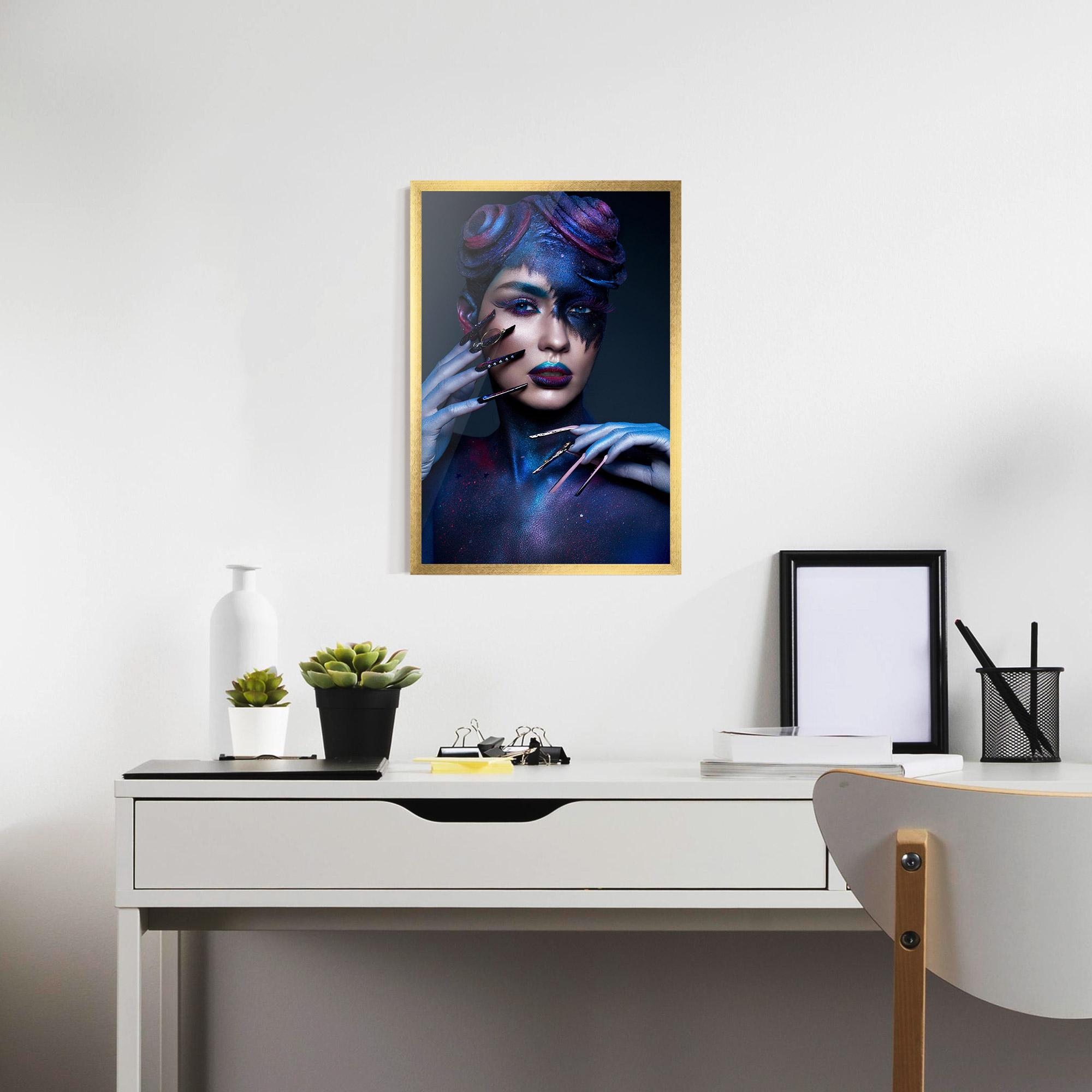 Poster Înrămat Galaxy Hair Girl mockup 7