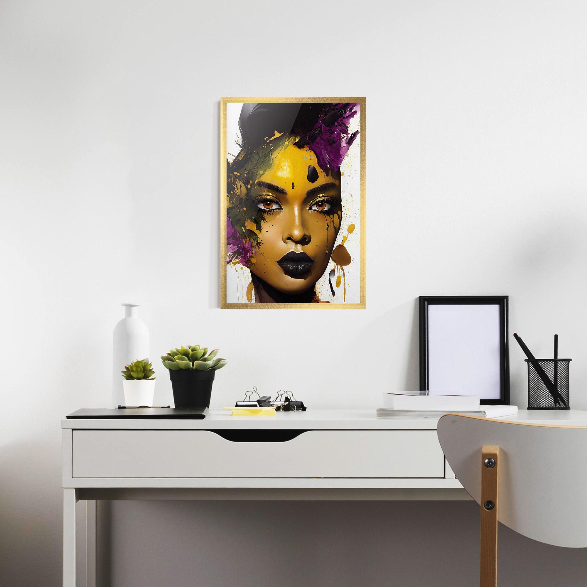 Poster Înrămat Yellow Black Lips Makeup mockup 7