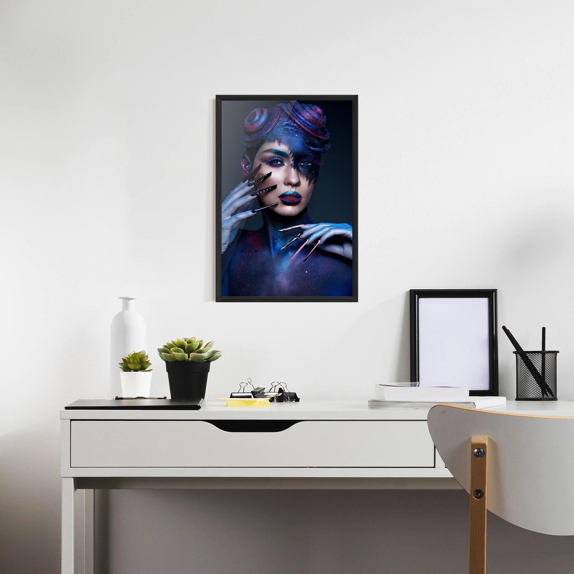 Poster Înrămat Galaxy Hair Girl mockup 7