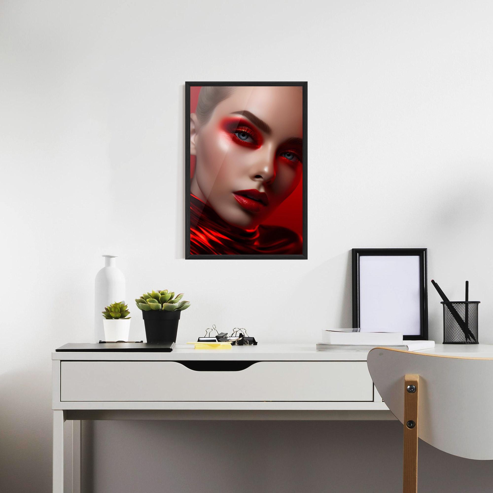 Poster Înrămat Red Makeup Art mockup 7