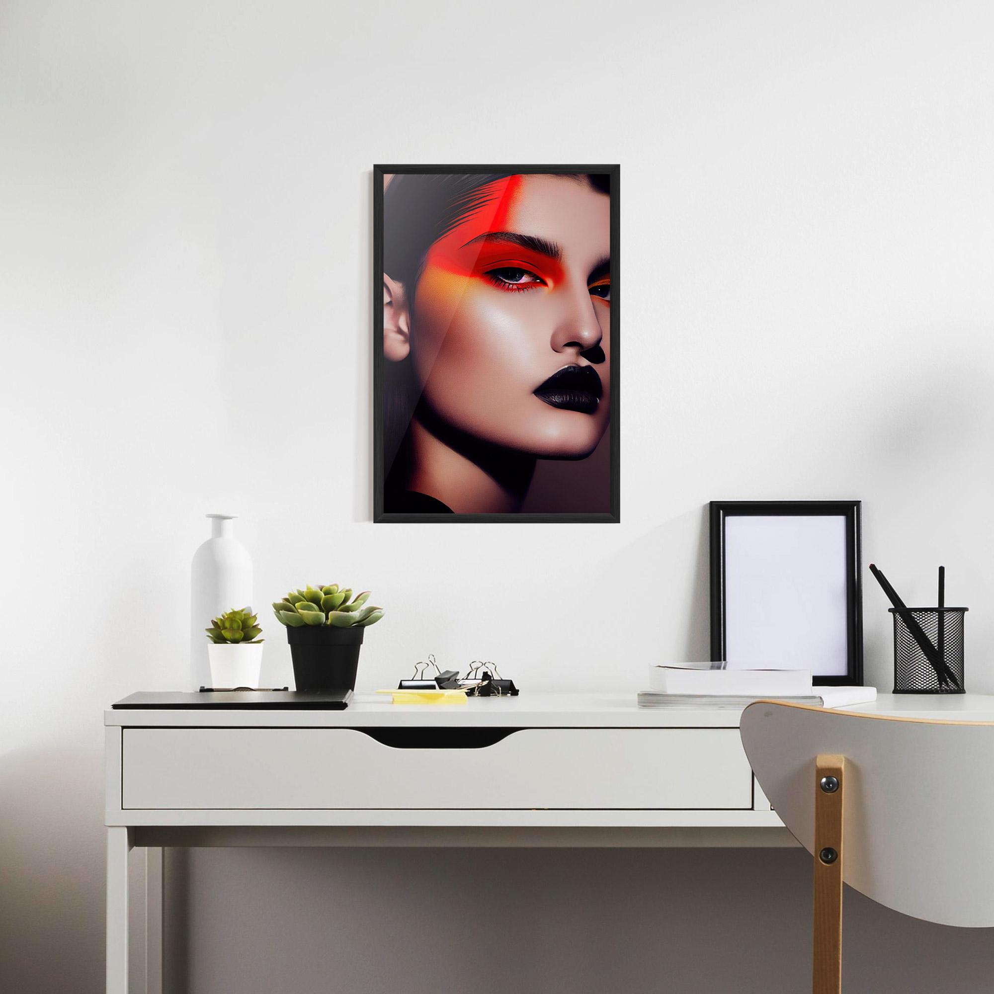 Poster Înrămat Strong Red Makeup mockup 7
