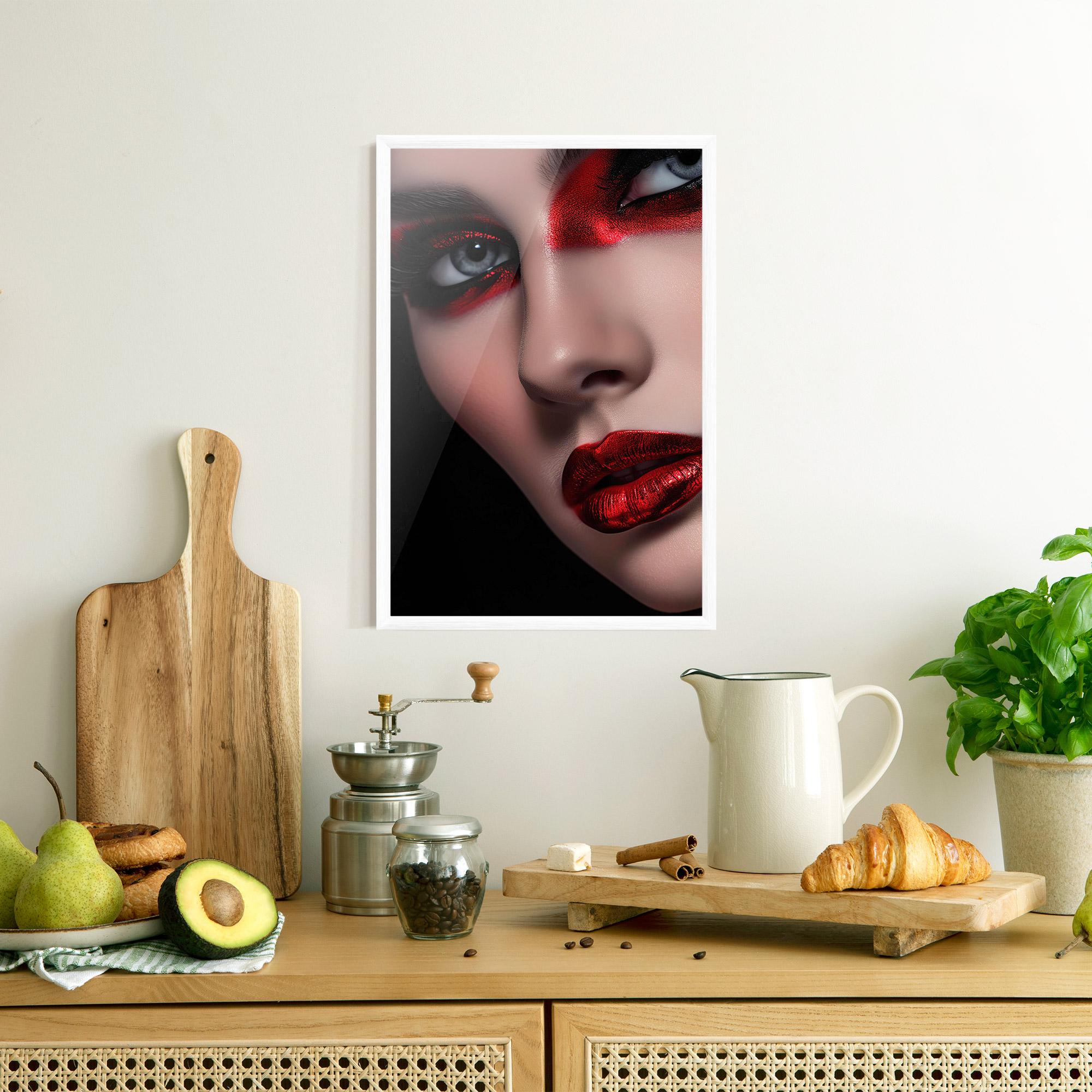 Poster Înrămat Close Up Red Makeup mockup 8