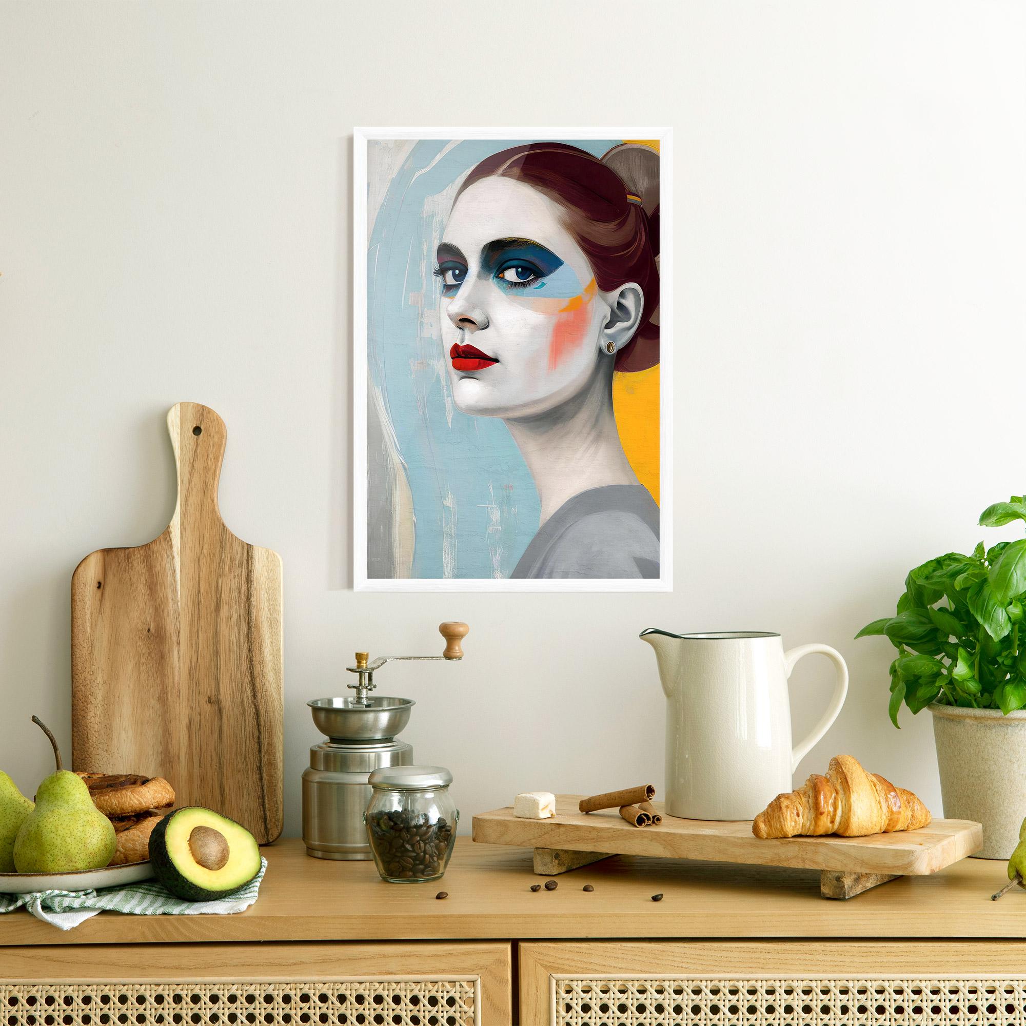 Poster Înrămat White Blue Makeup mockup 8