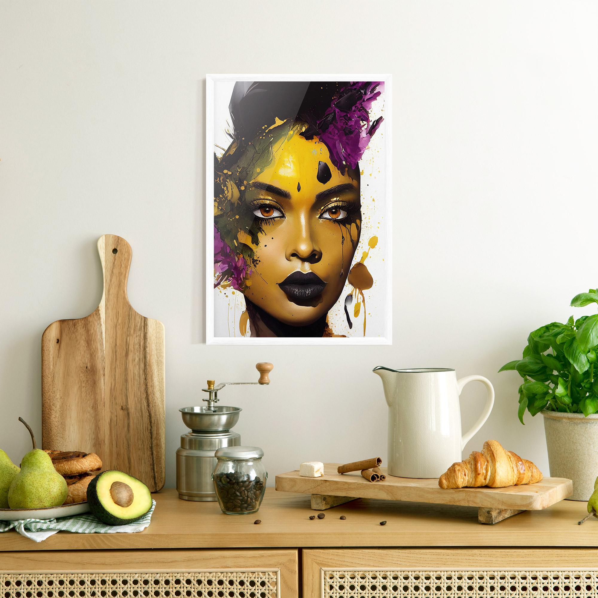 Poster Înrămat Yellow Black Lips Makeup mockup 8
