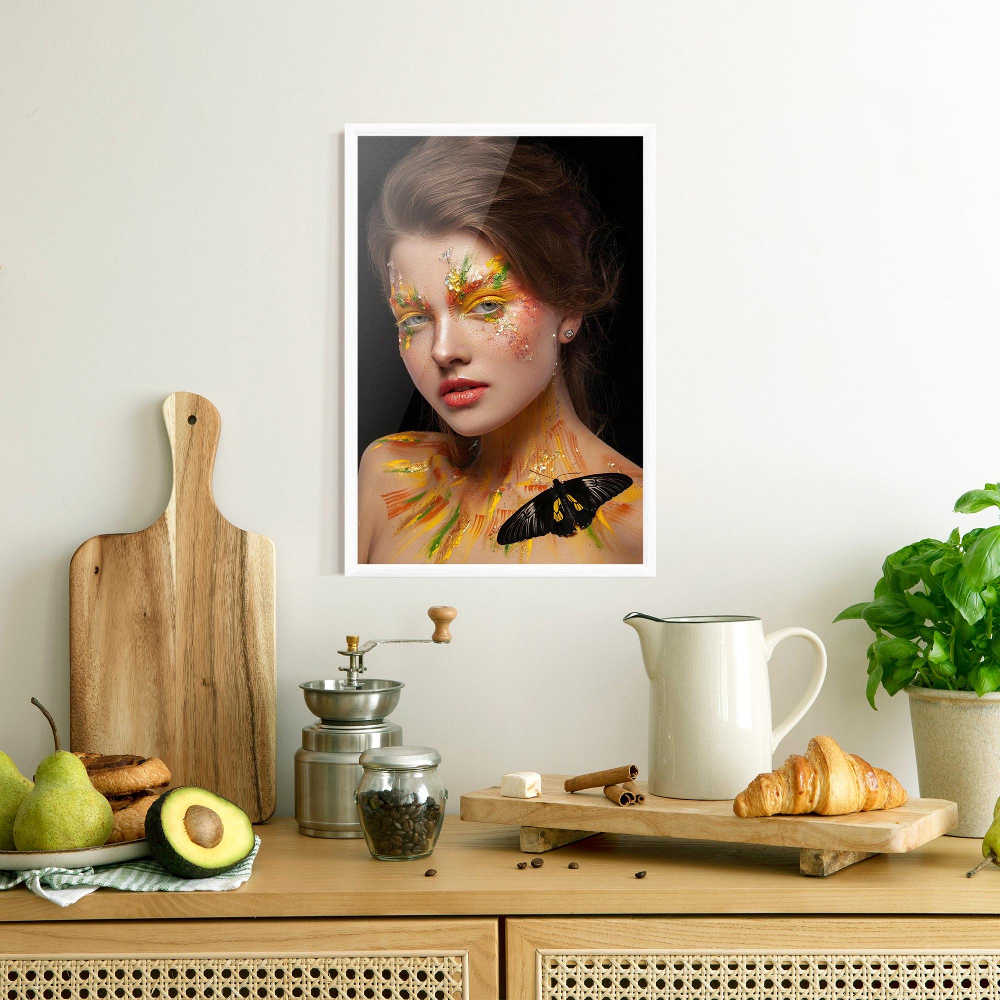 Poster Înrămat Yellow Butterfly Makeup mockup 8