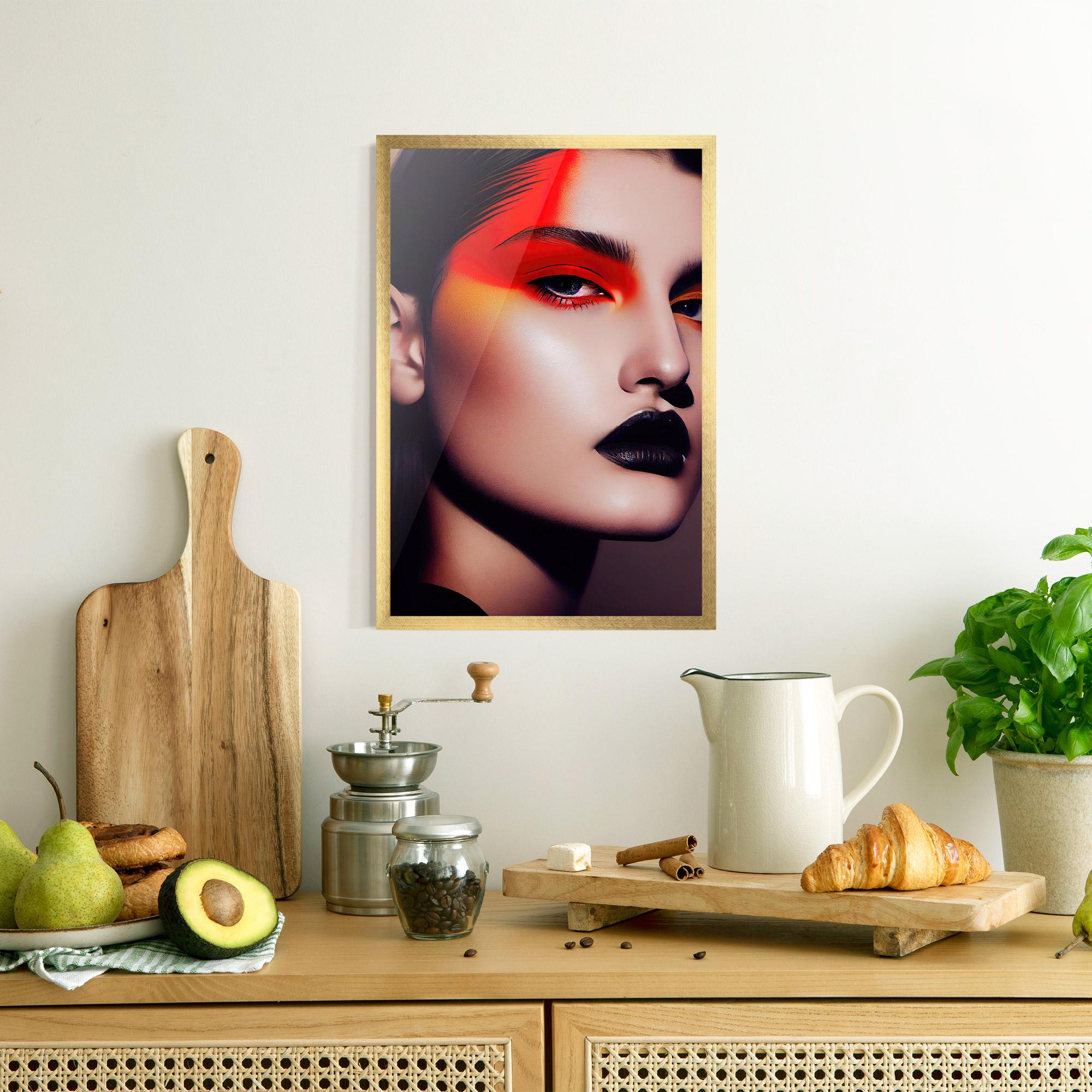 Poster Înrămat Strong Red Makeup mockup 8
