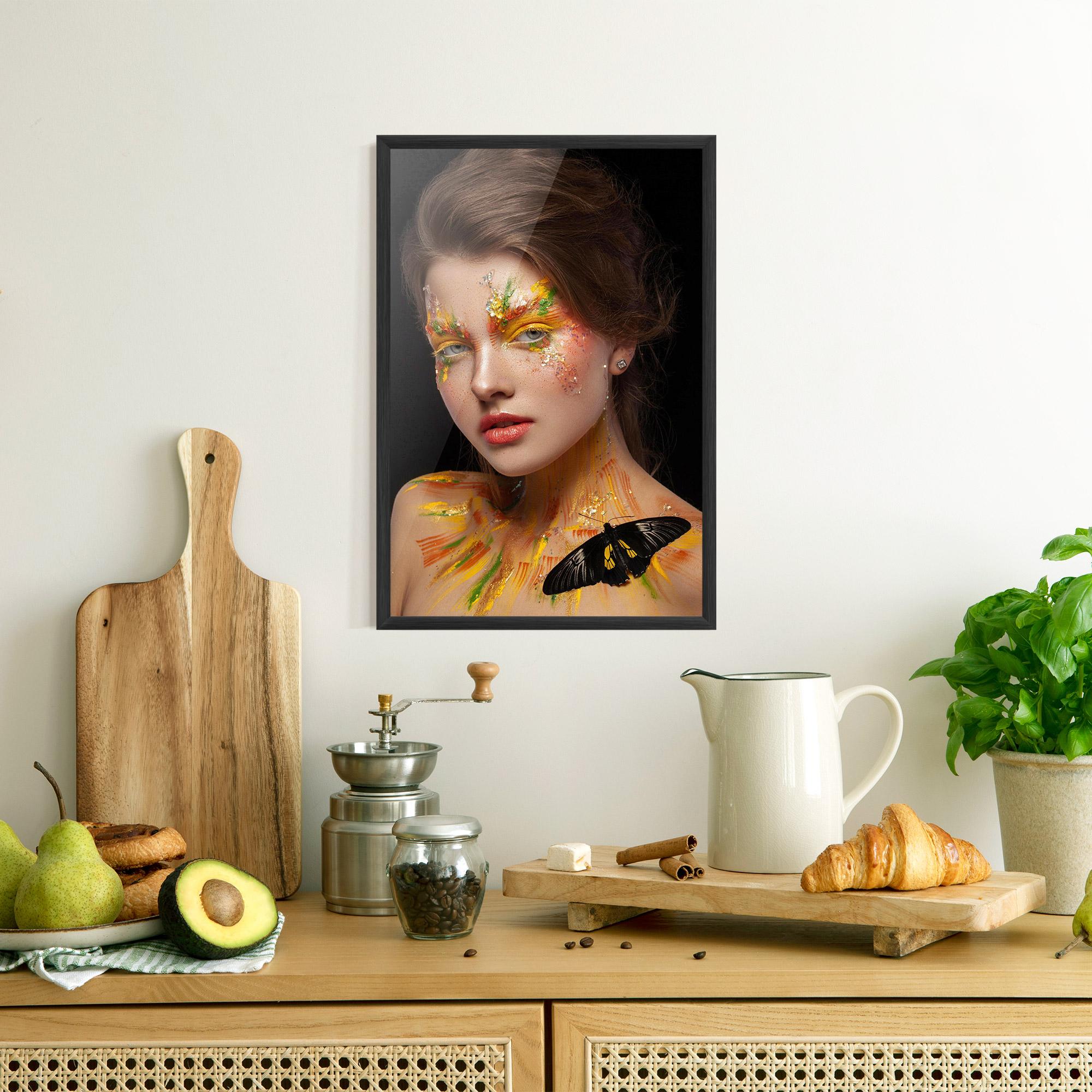 Poster Înrămat Yellow Butterfly Makeup mockup 8