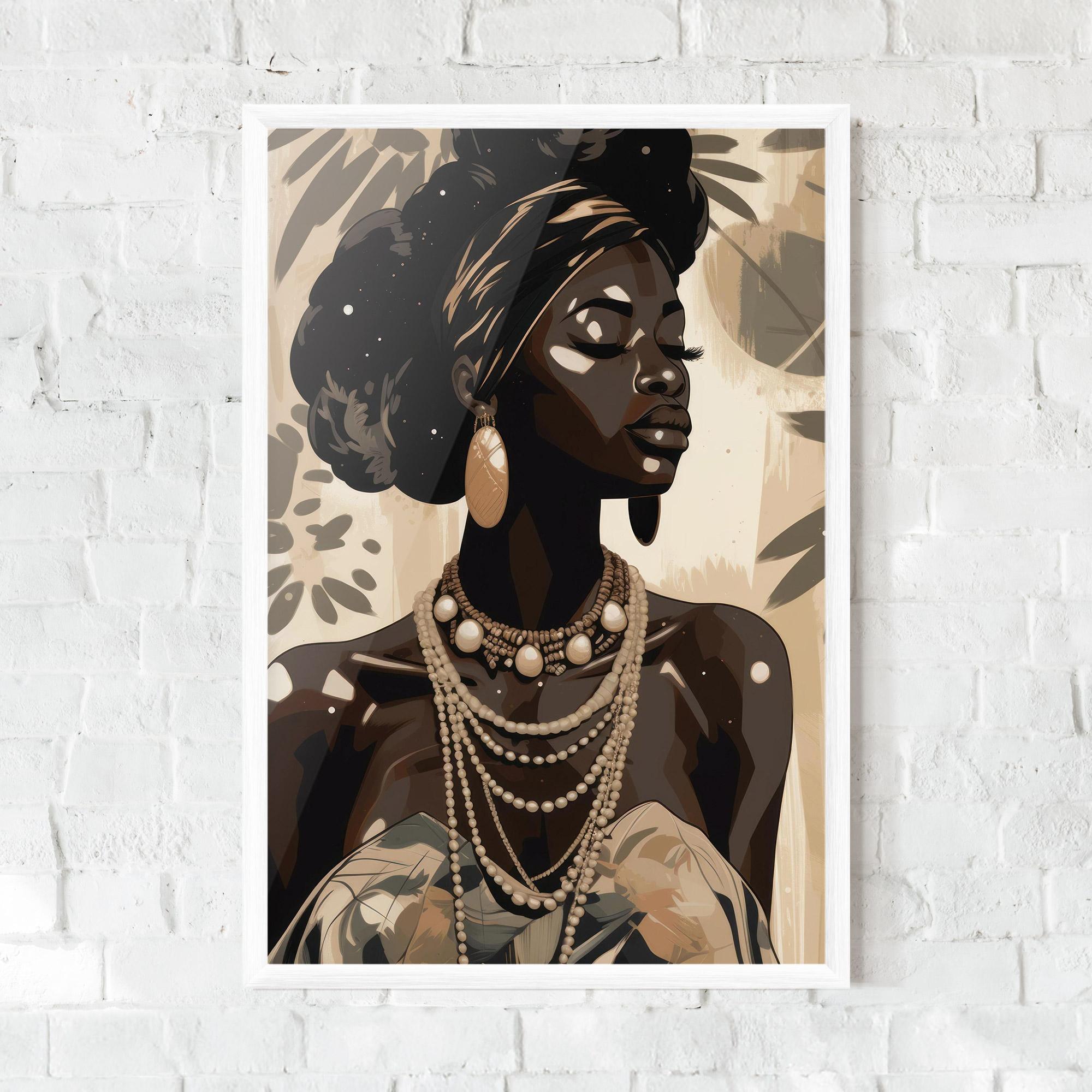 Poster Înrămat African Woman On Cream mockup 0