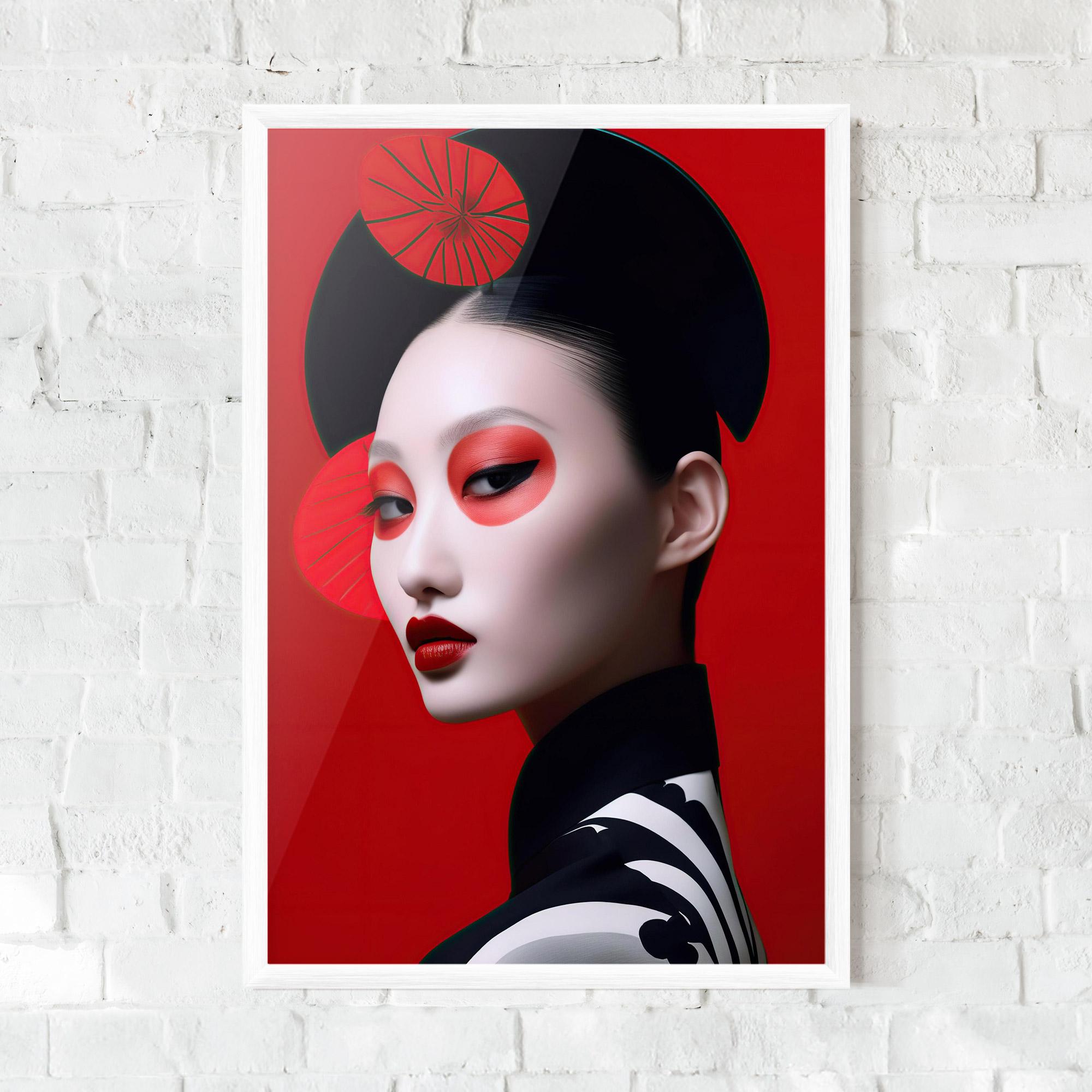 Poster Înrămat Asiatic Red Makeup mockup 0