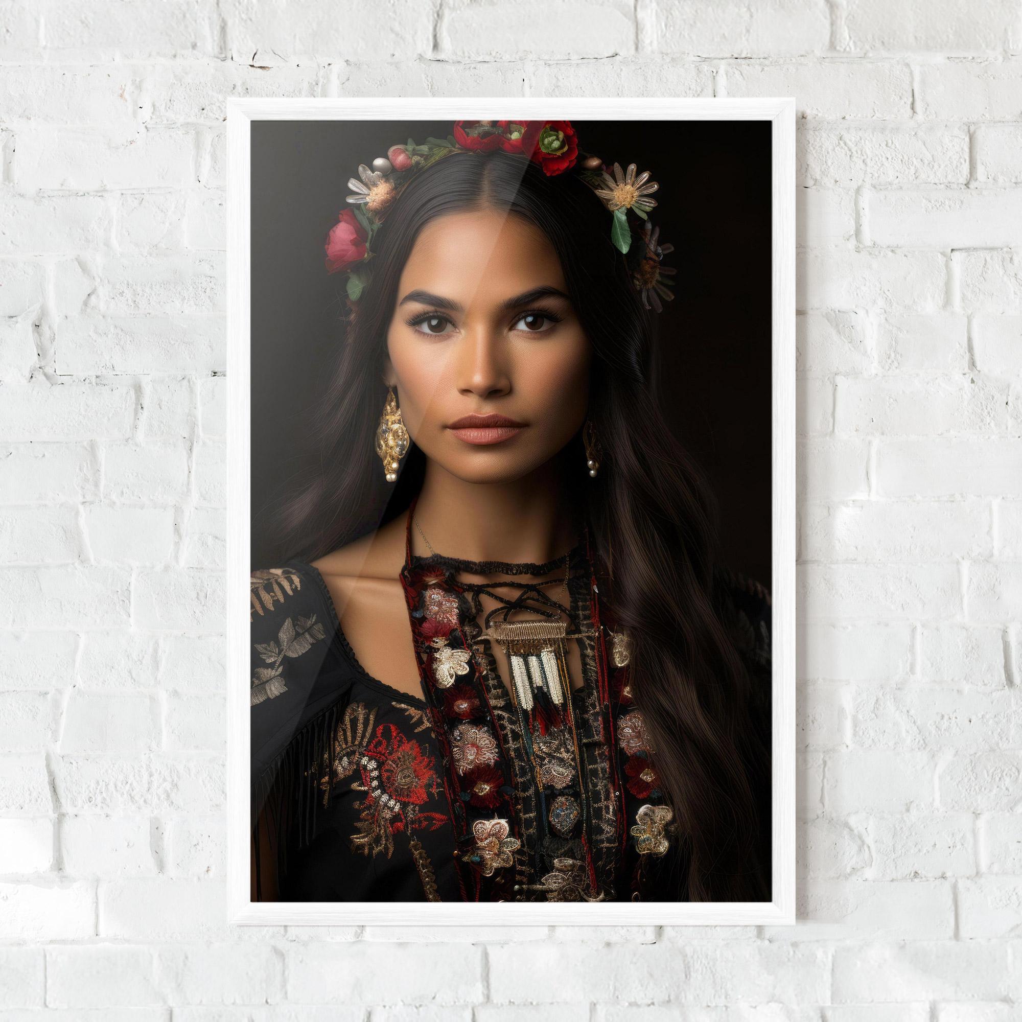 Poster Înrămat Native American Long Hair mockup 0