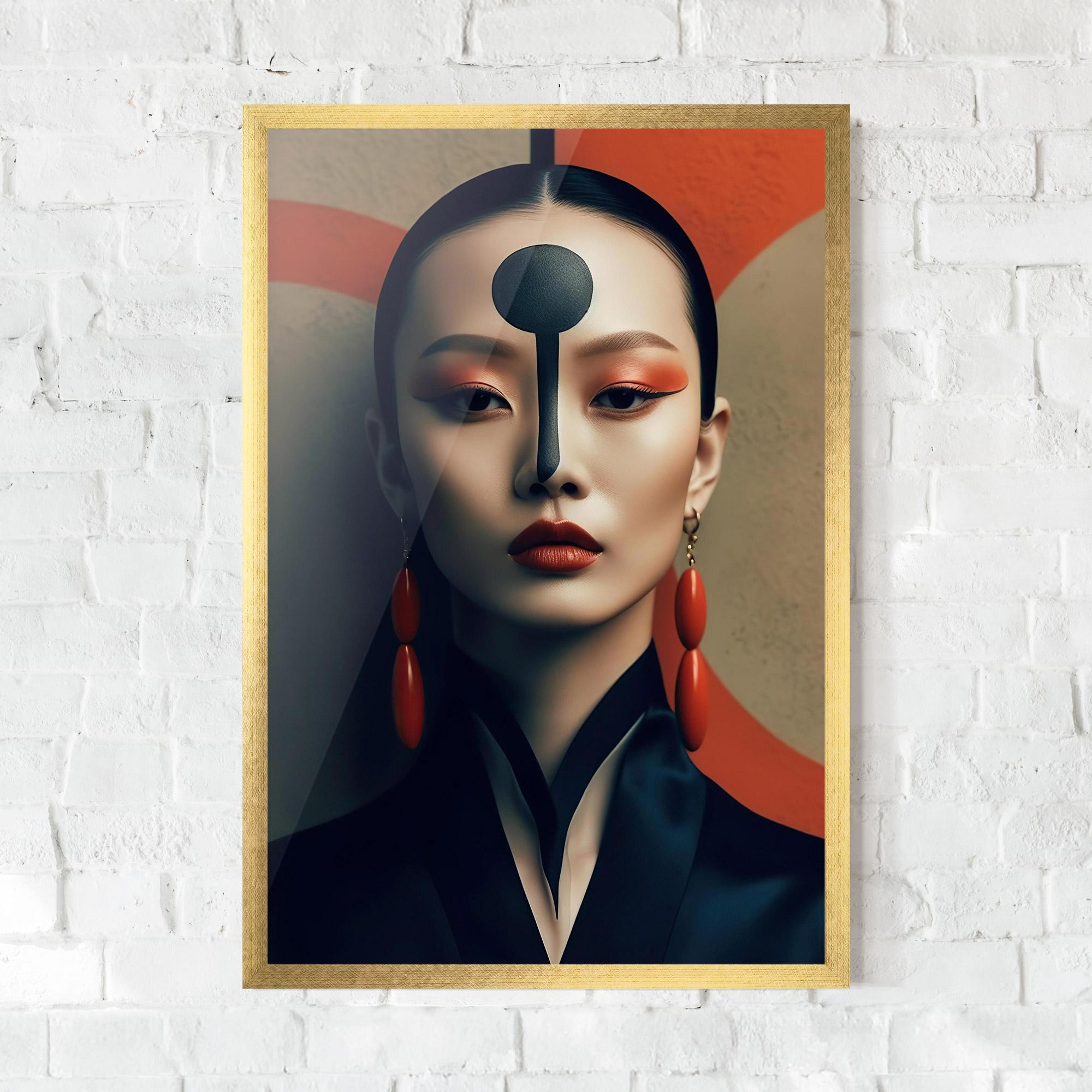 Poster Înrămat Black Circle Asian Woman mockup 0