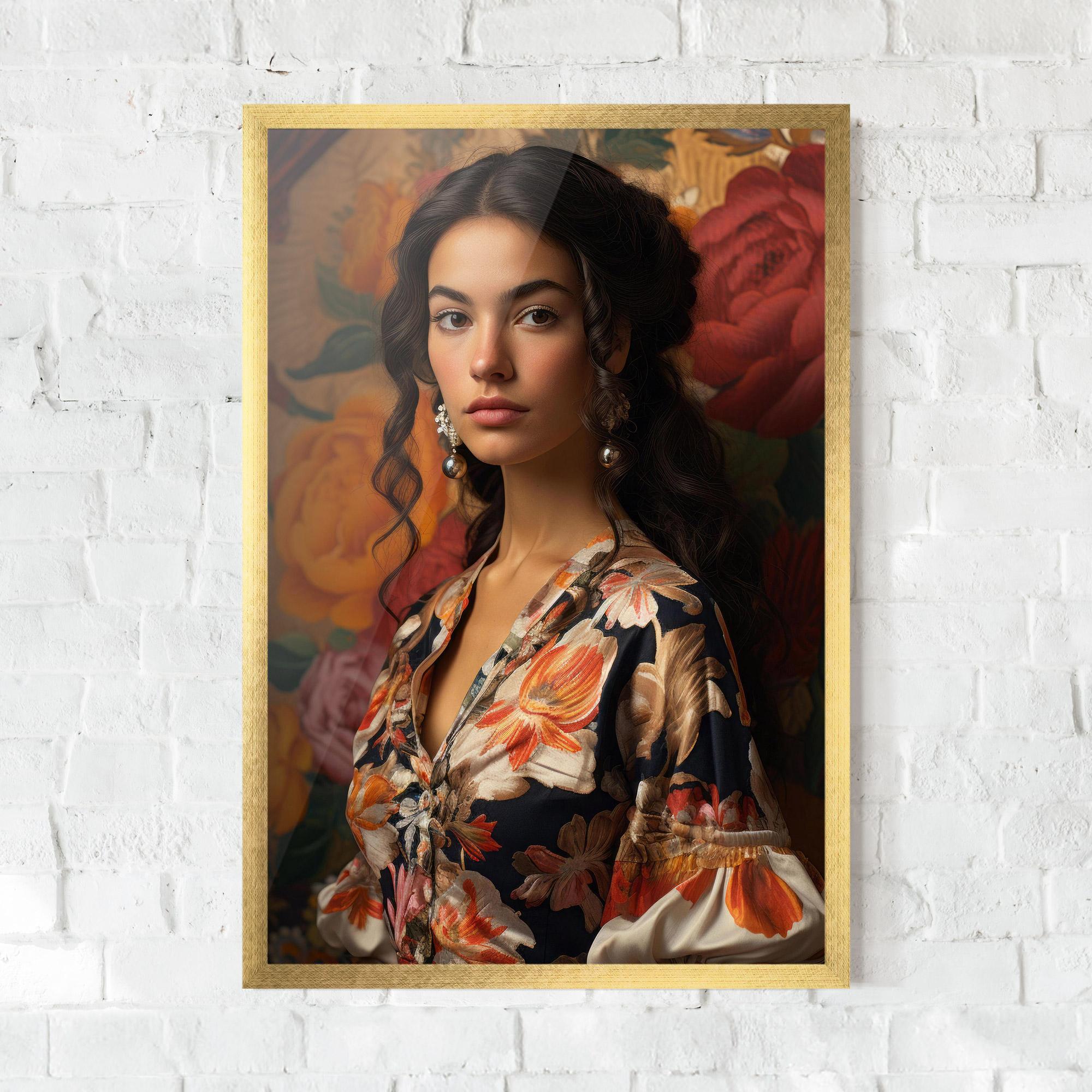 Poster Înrămat Floral Dress Lady mockup 0